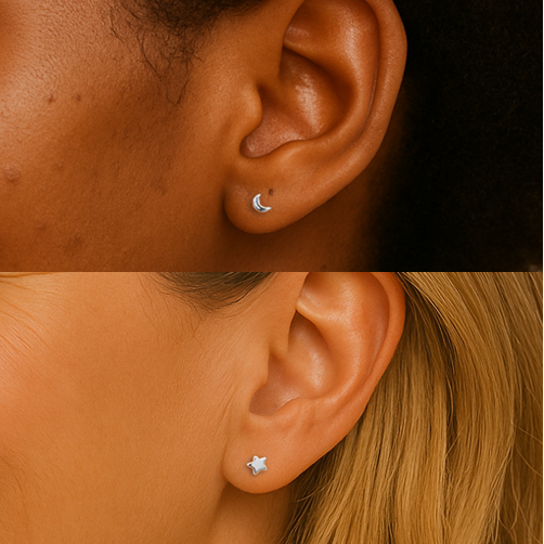 Sterling Silver 925 Mini Star and Mini Moon Stud Earrings – Mismatched Minimalist Silver Studs