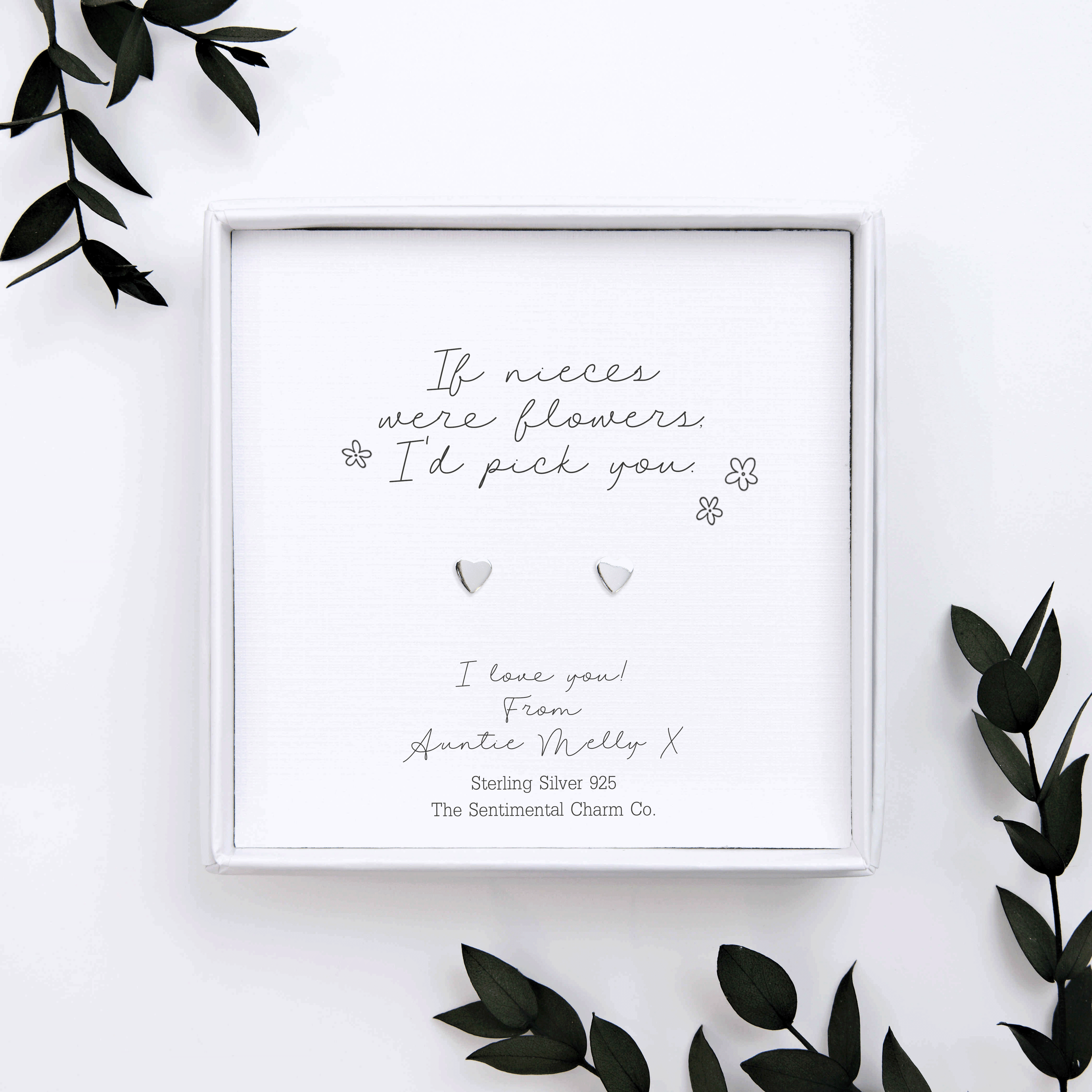 Personalised “If ___ Were Flowers I’d Pick You” Sterling Silver Stud Earrings