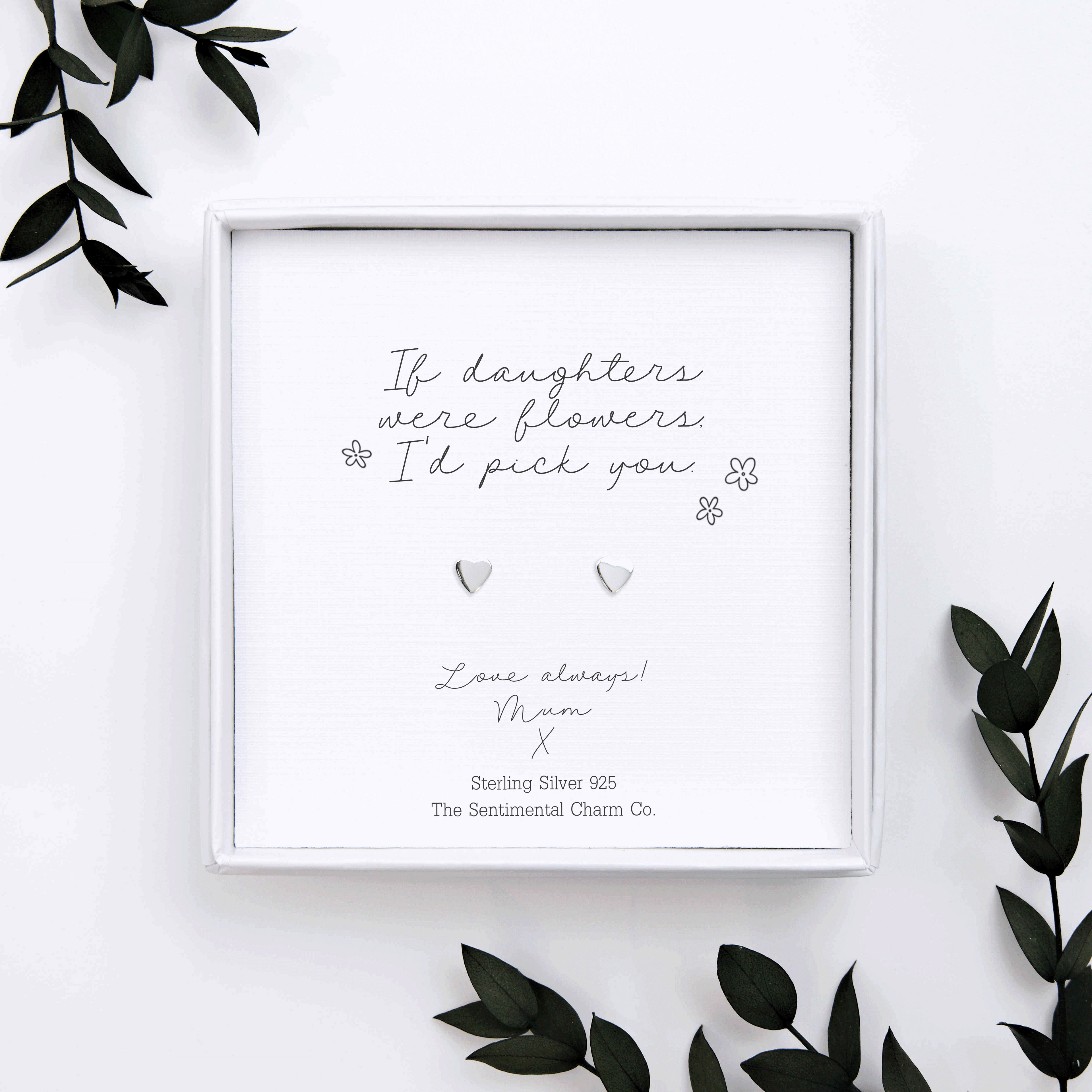 Personalised “If ___ Were Flowers I’d Pick You” Sterling Silver Stud Earrings