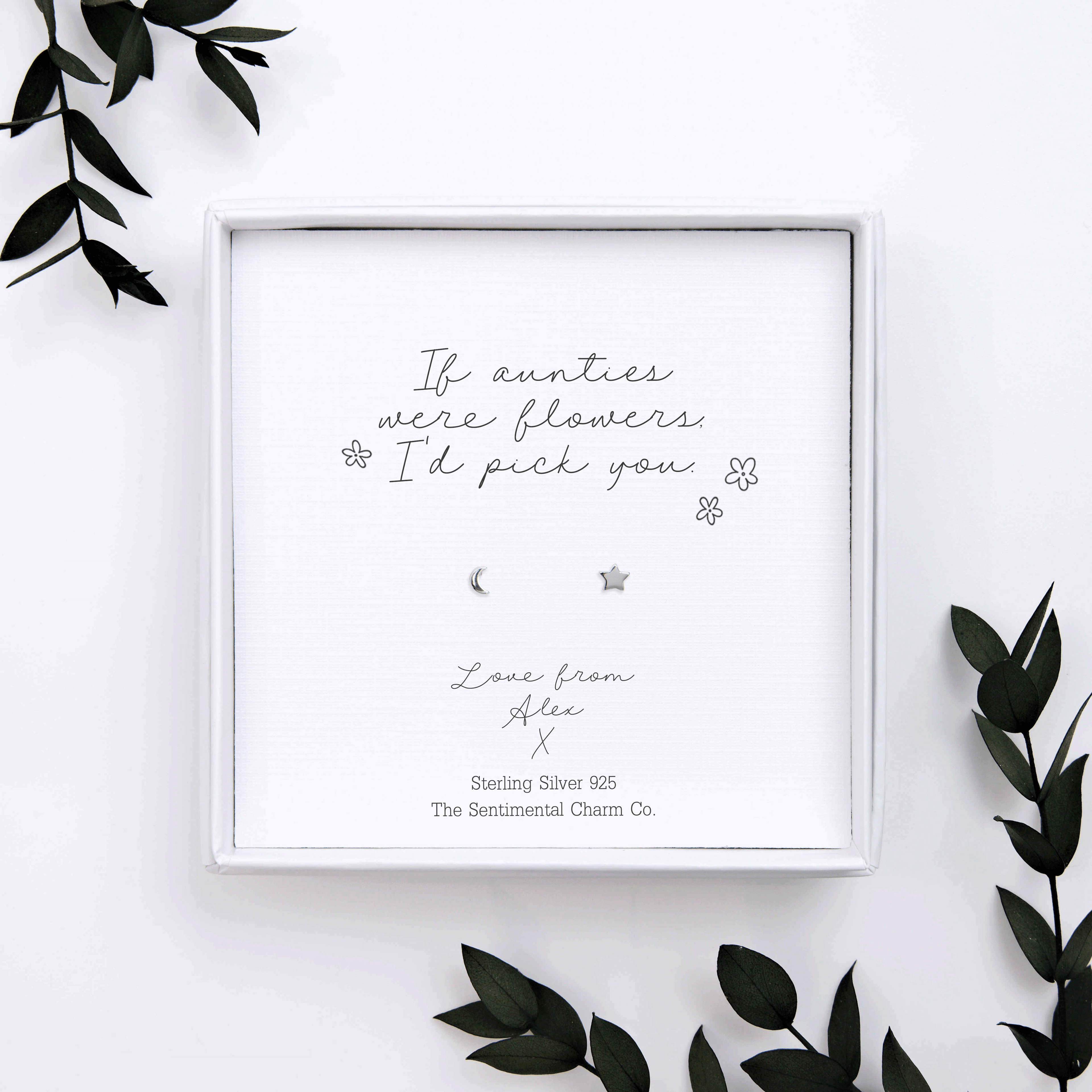 Personalised “If ___ Were Flowers I’d Pick You” Sterling Silver Stud Earrings