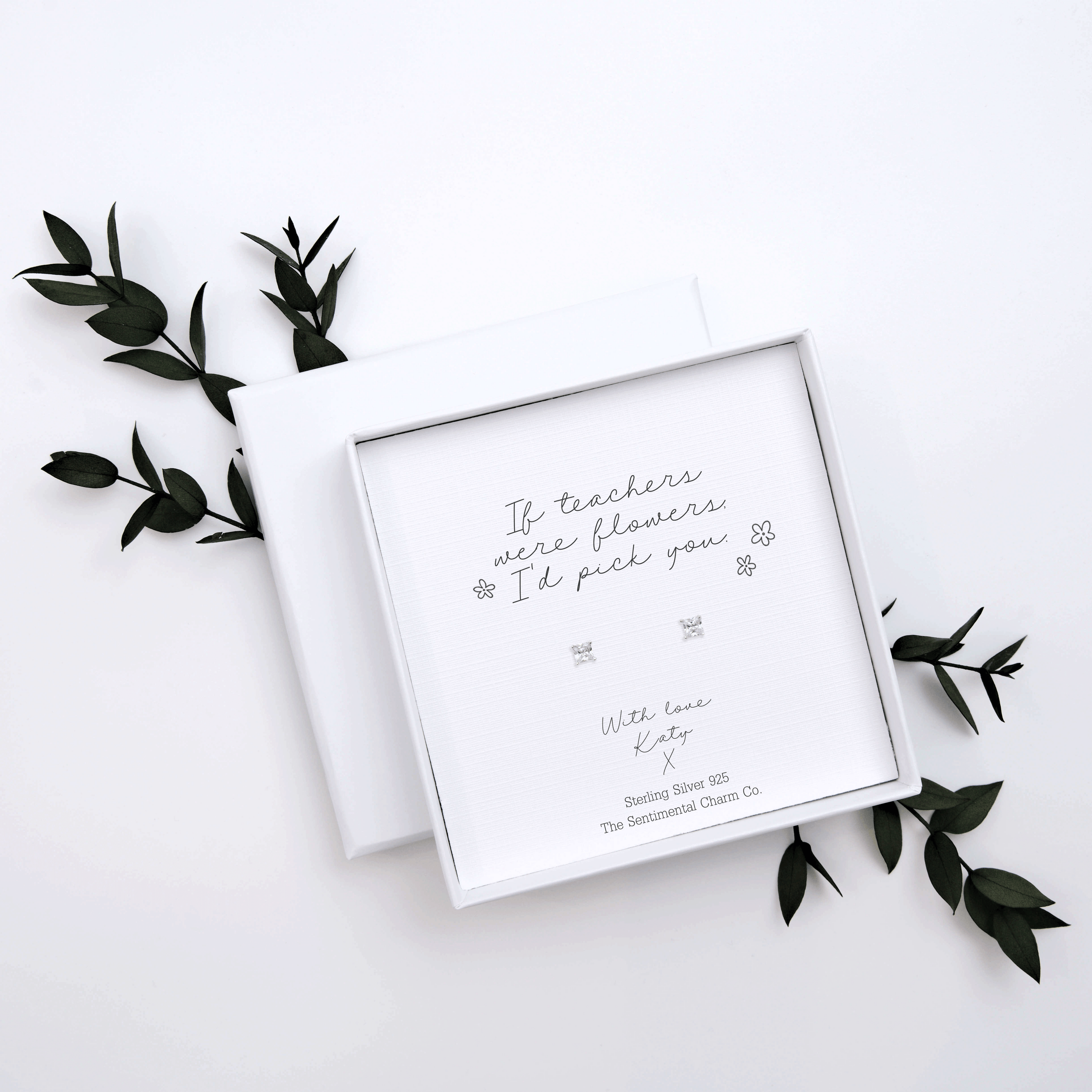 Personalised “If ___ Were Flowers I’d Pick You” Sterling Silver Stud Earrings