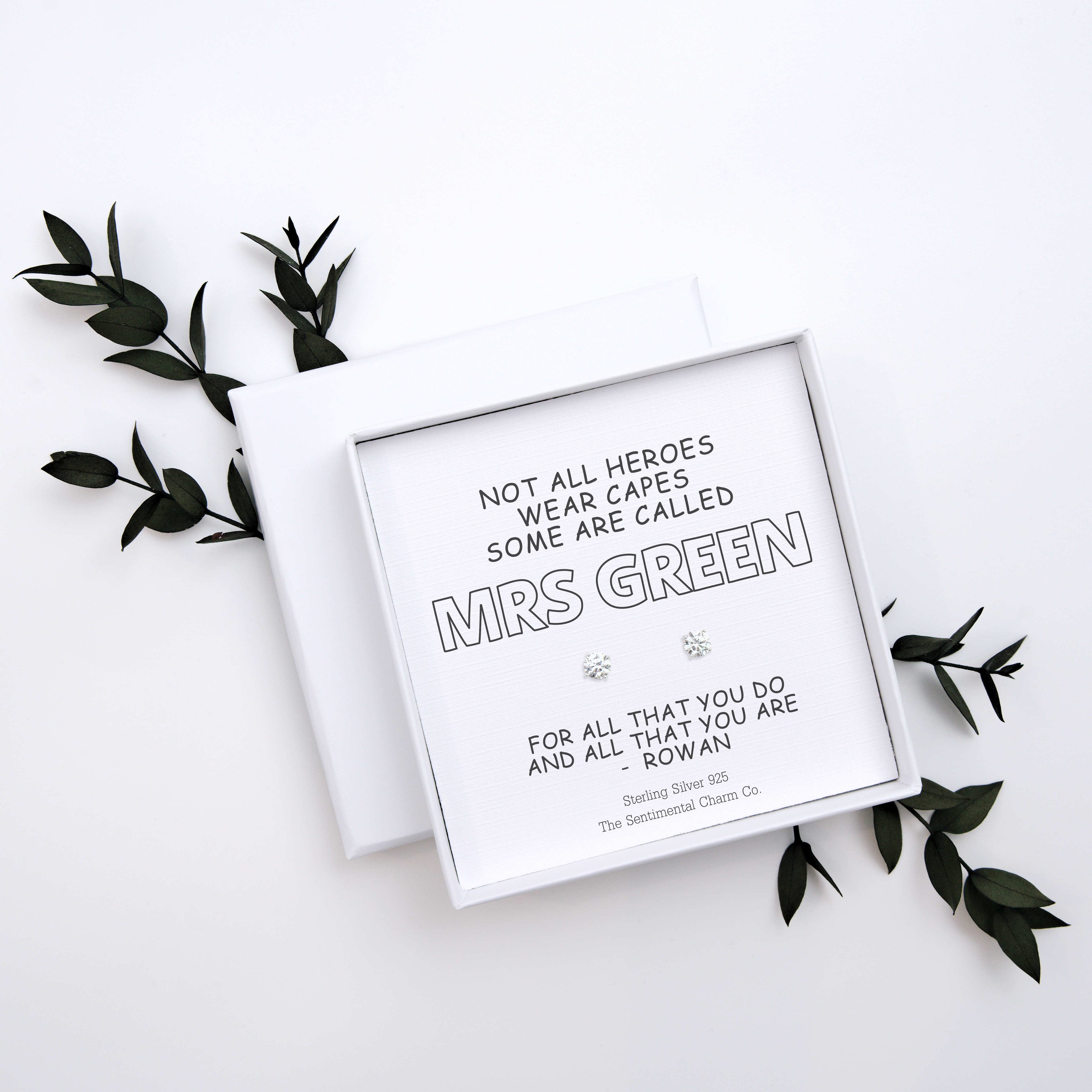 Personalised “Not All Heroes Wear Capes Some Are Called ___” Sterling Silver Stud Earrings