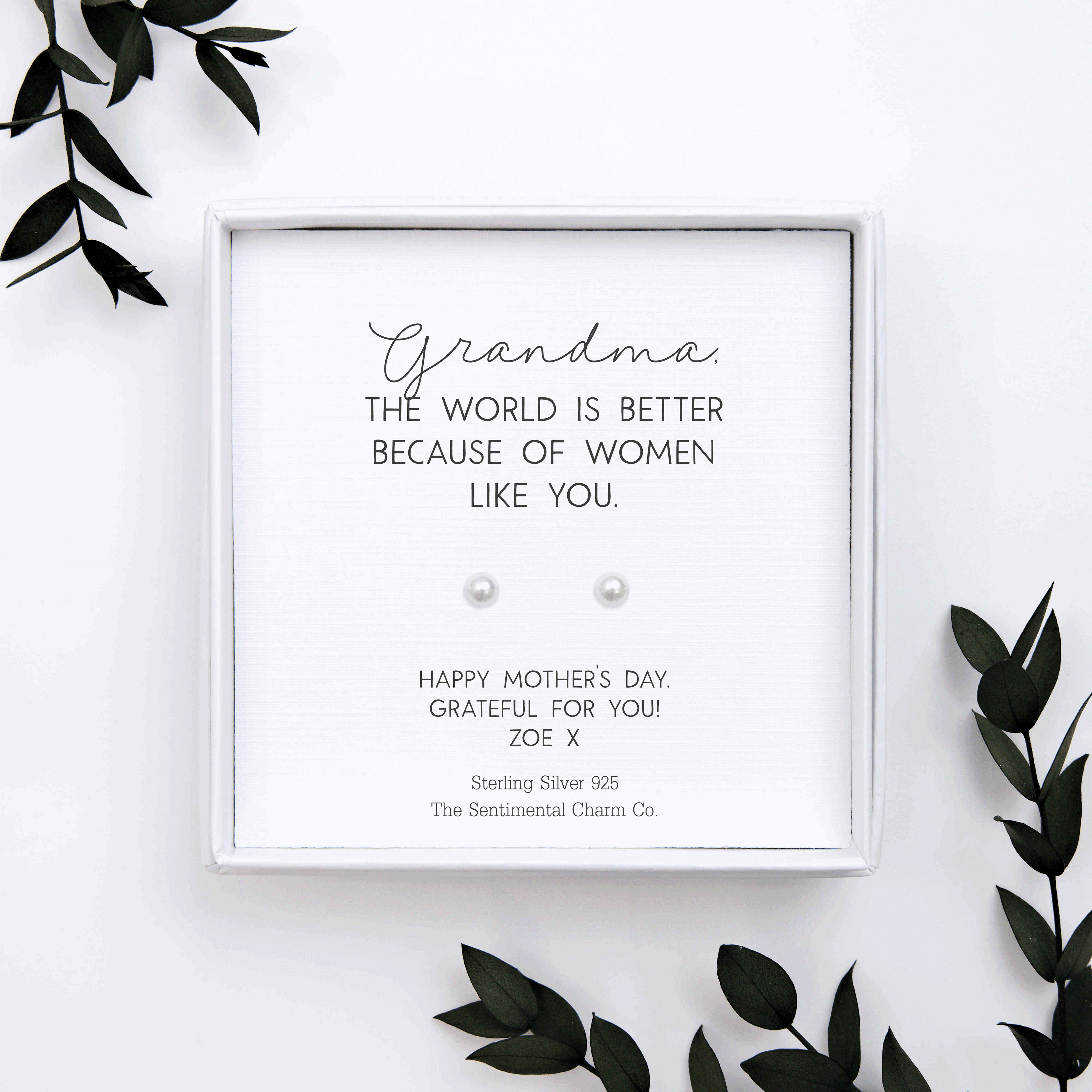 Personalised “___ The World Is Better Because of Women Like You” Sterling Silver Stud Earrings
