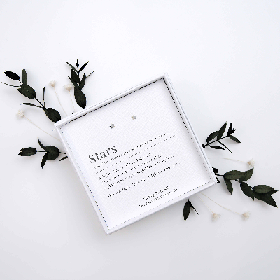 “Stars” Dictionary Quote Card with Sterling Silver 925 Mini Star Stud Earrings – Sympathy, Remembrance & Memory Gift – Darcy’s Dream