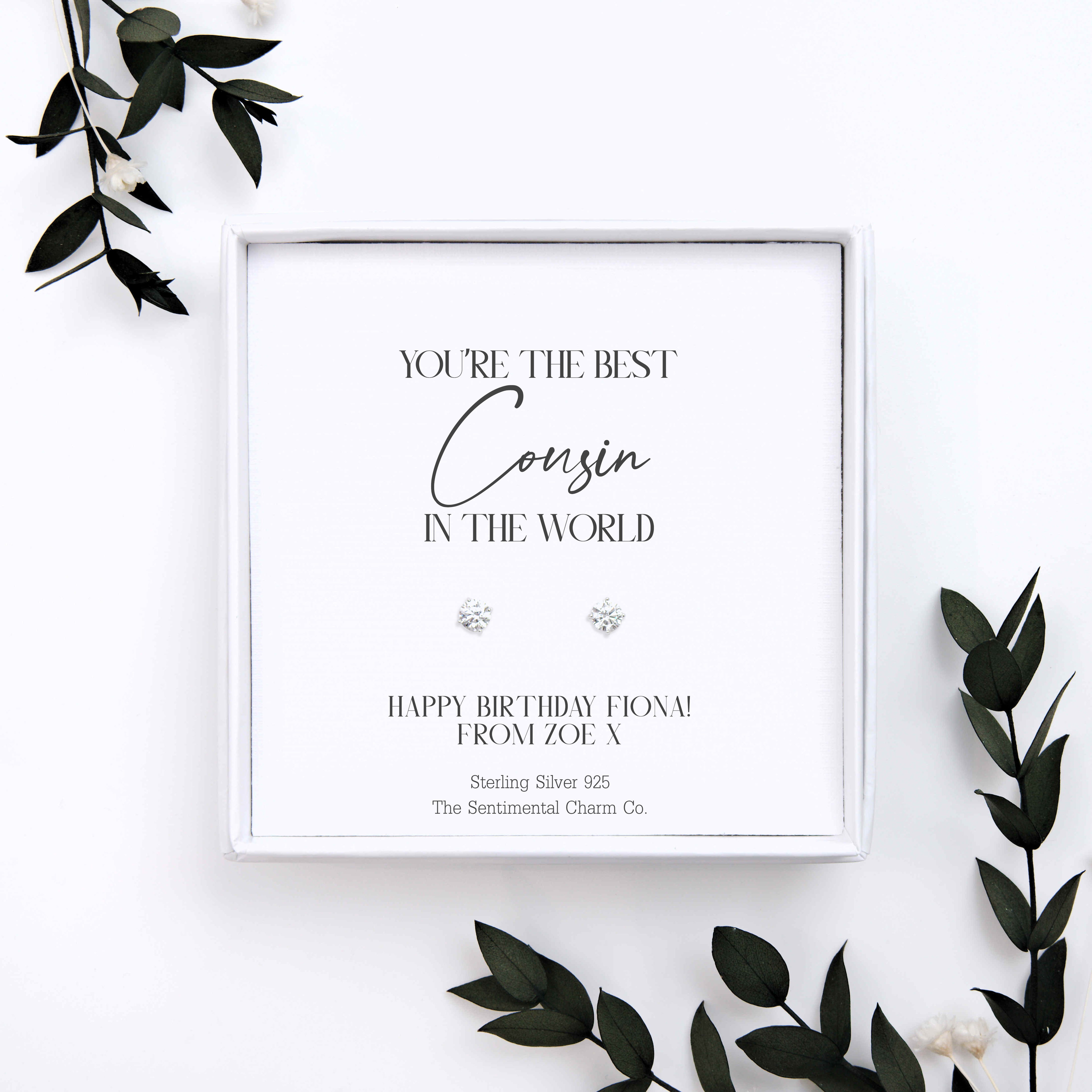 Worlds Best Gift – Personalised Sterling Silver Stud Earrings | Custom “You’re the Best in the World” Jewellery Keepsake