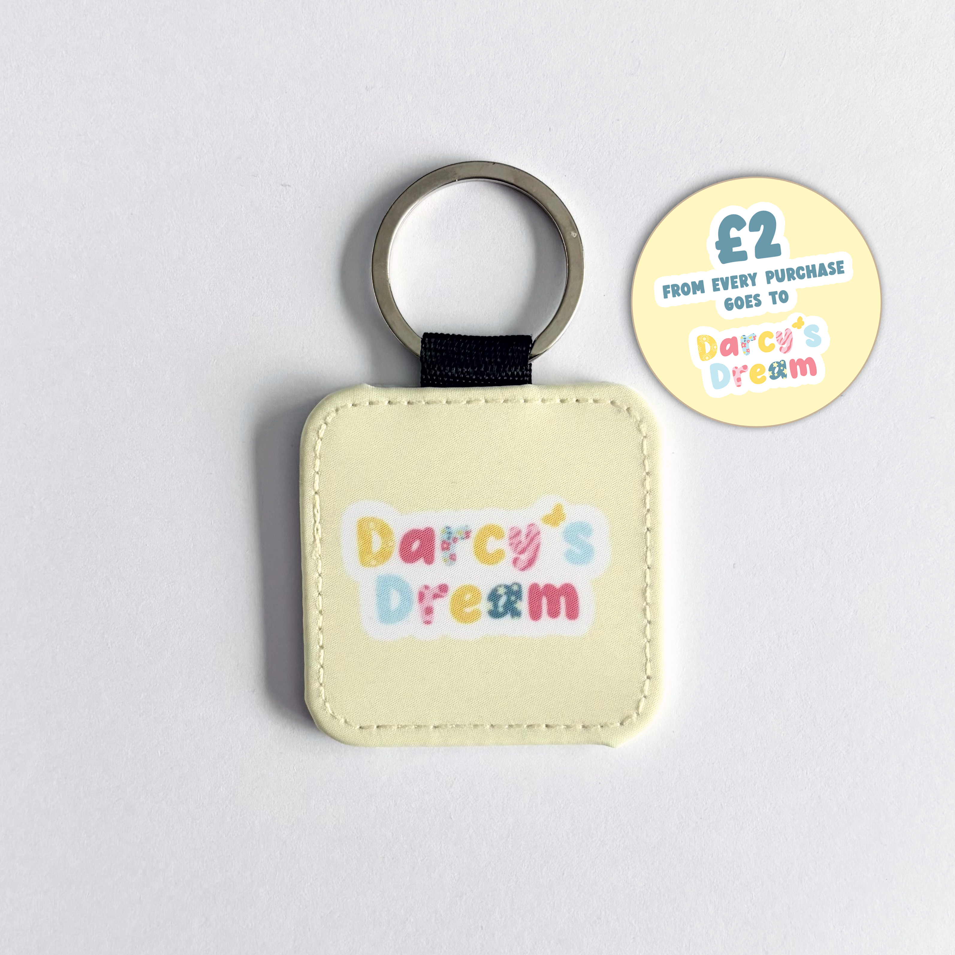 Darcy’s Dream Keyring - Available in Pastel Yellow, Pastel Blue or Pastel Pink - Double Side Print