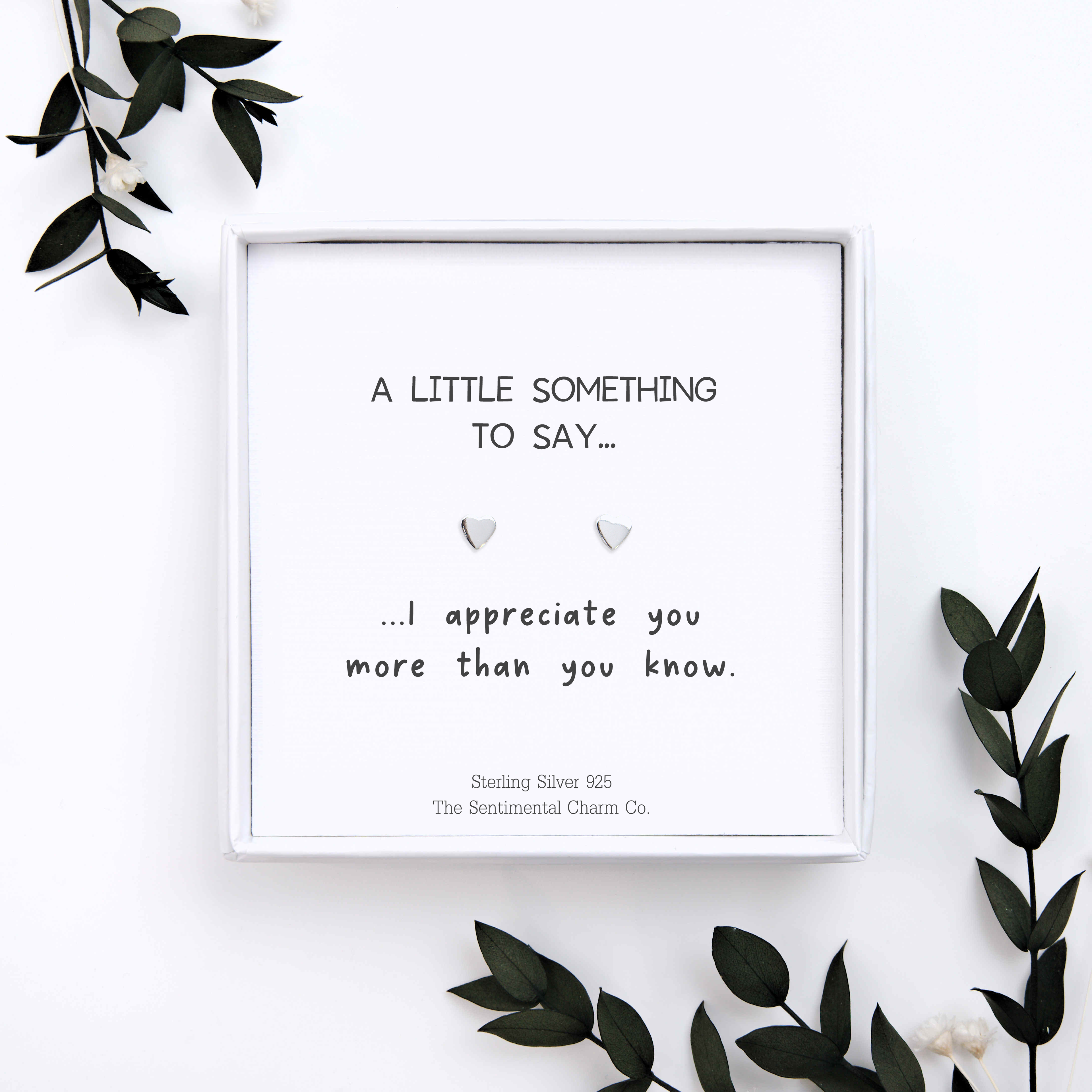 Personalised “A Little Something to Say…” Sterling Silver Stud Earrings – Custom Message Quote Card
