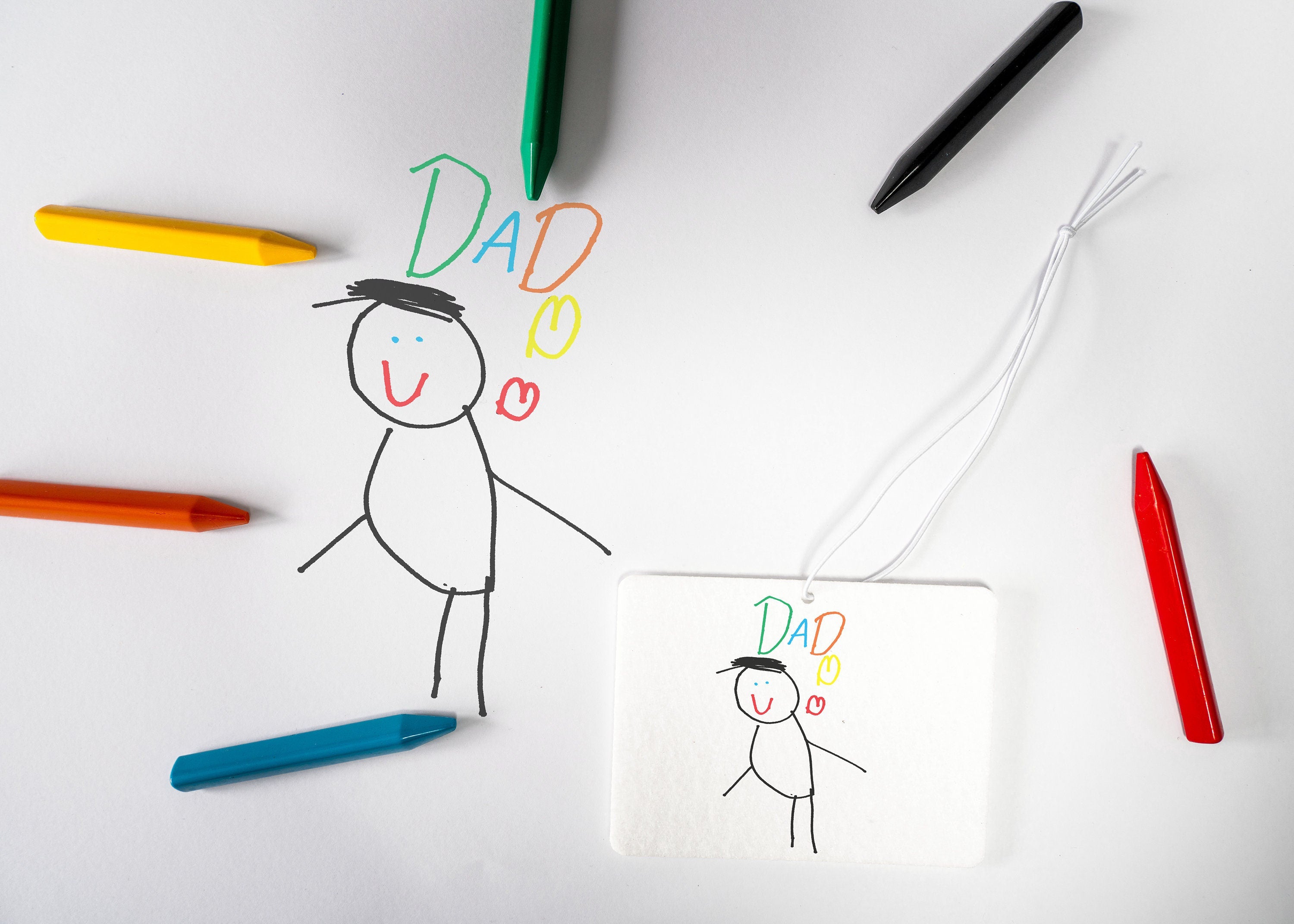 Personalized Dad Car Air Freshener, Custom Kid's Drawing Gift