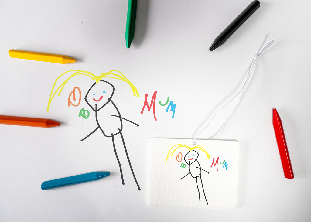 Personalized Child's Art Car Air Freshener, Custom Mother's Day Gift