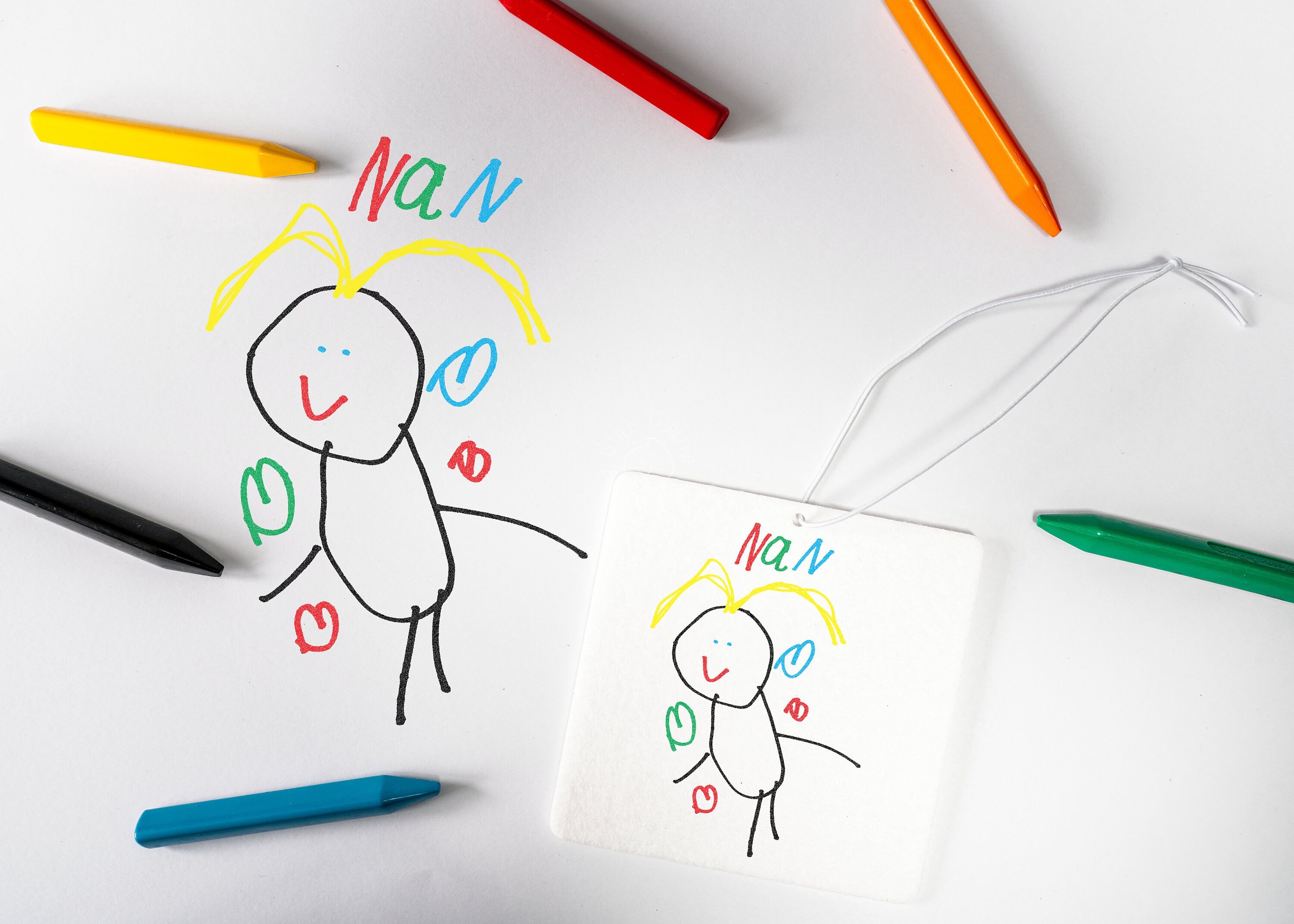 Child's Drawing Personalised Car Air Freshener Custom Nan Gift for Nan Portrait Kid's Artwork Create Your Own Mother’s Day Present