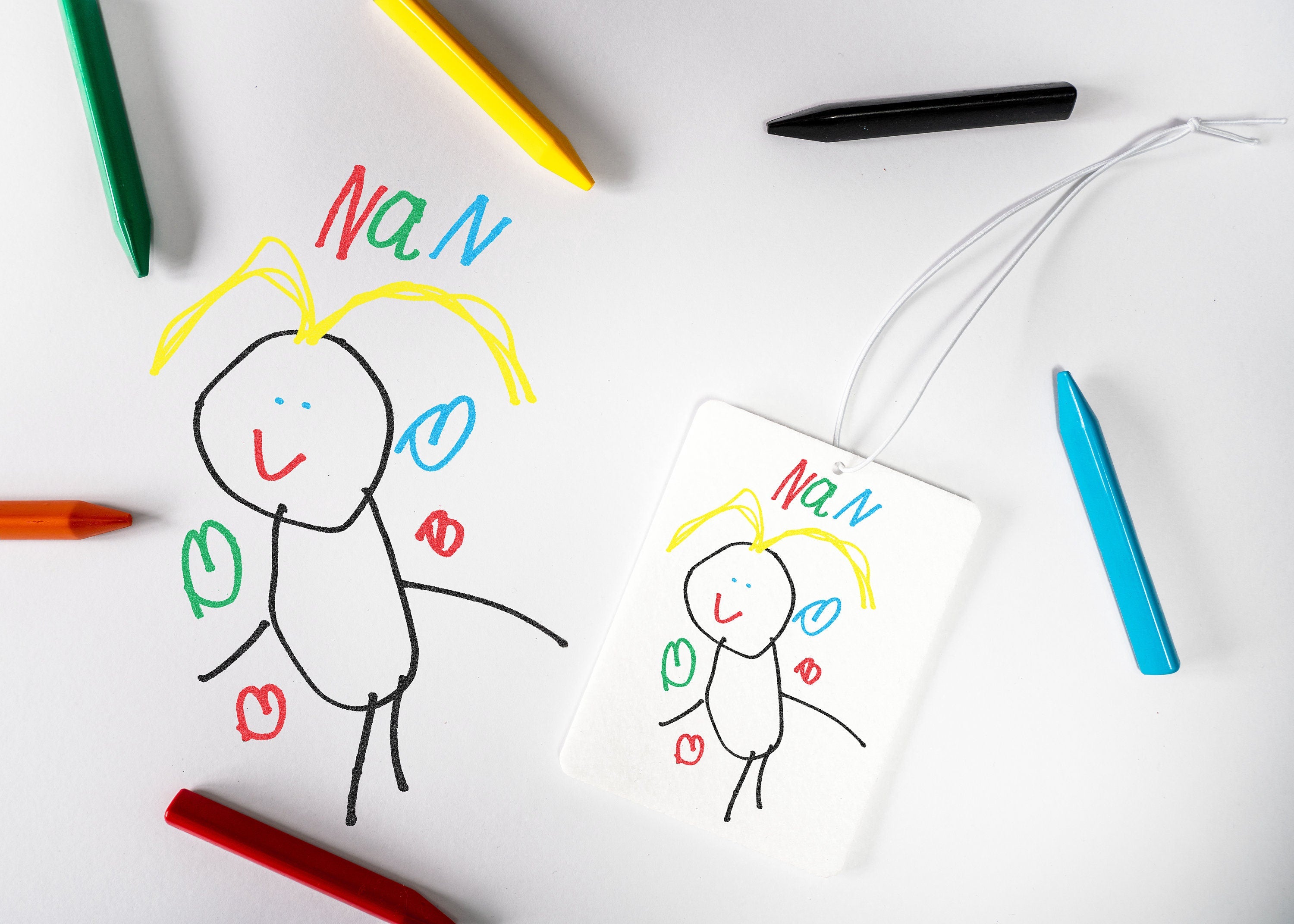 Child's Drawing Personalised Car Air Freshener Custom Nan Gift for Nan Portrait Kid's Artwork Create Your Own Mother’s Day Present