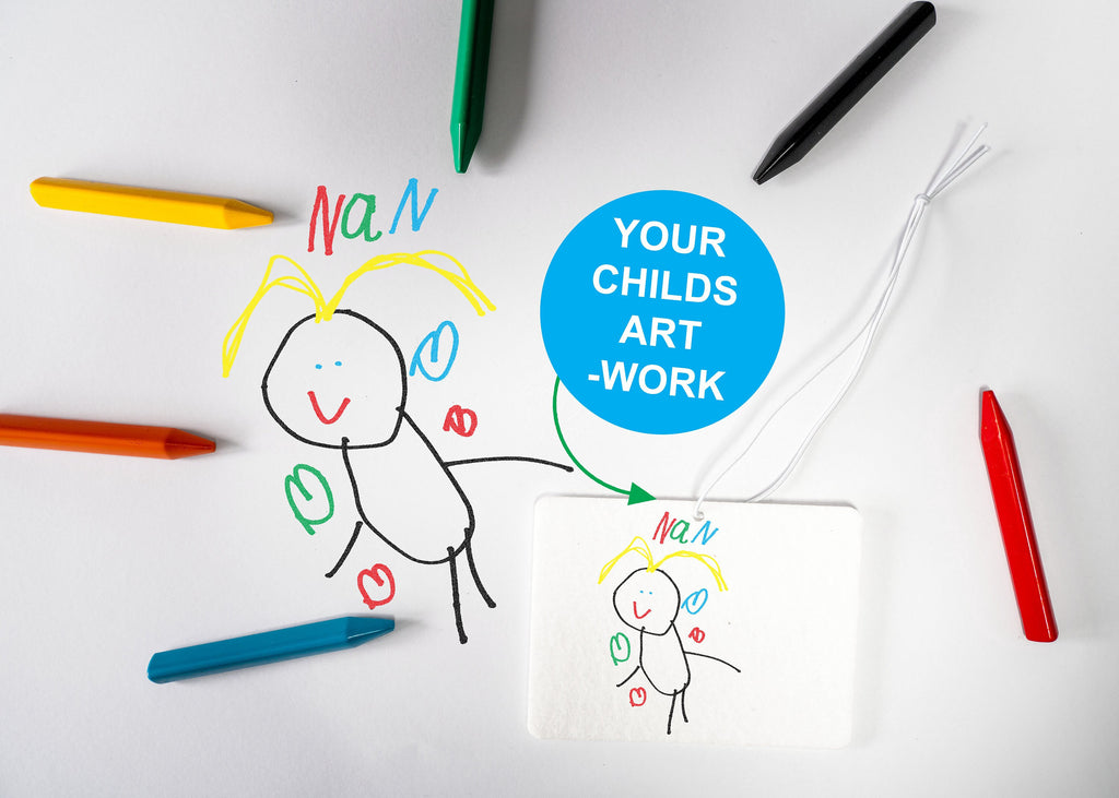 Child's Drawing Personalised Car Air Freshener Custom Nan Gift for Nan Portrait Kid's Artwork Create Your Own Mother’s Day Present