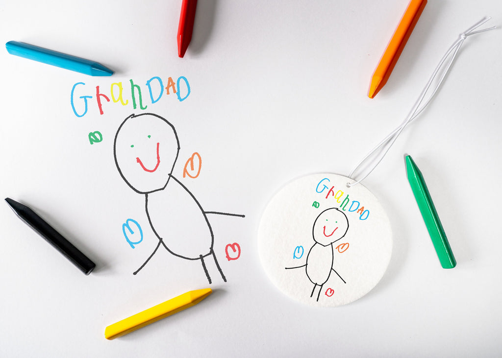 Custom Kid's Drawing Car Air Freshener, Personalized Grandad Gift