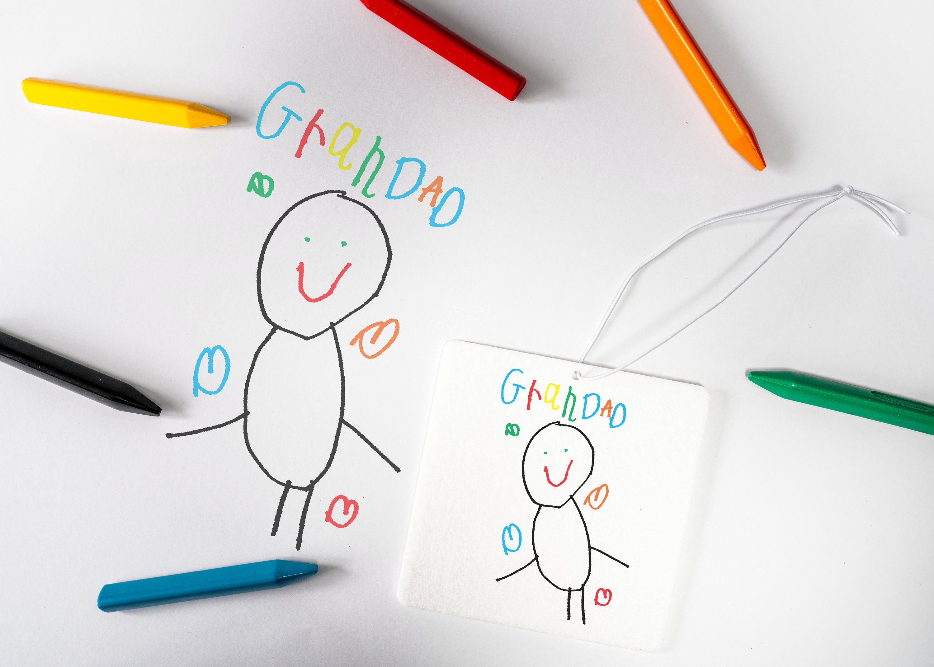 Custom Kid's Drawing Car Air Freshener, Personalized Grandad Gift