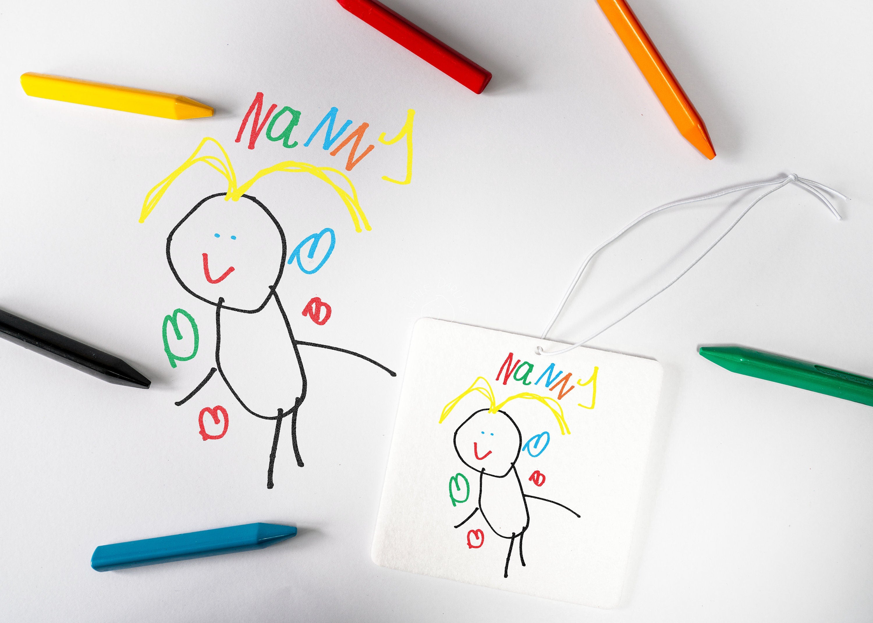 Personalized Child's Art Car Air Freshener, Custom Nanny Gift