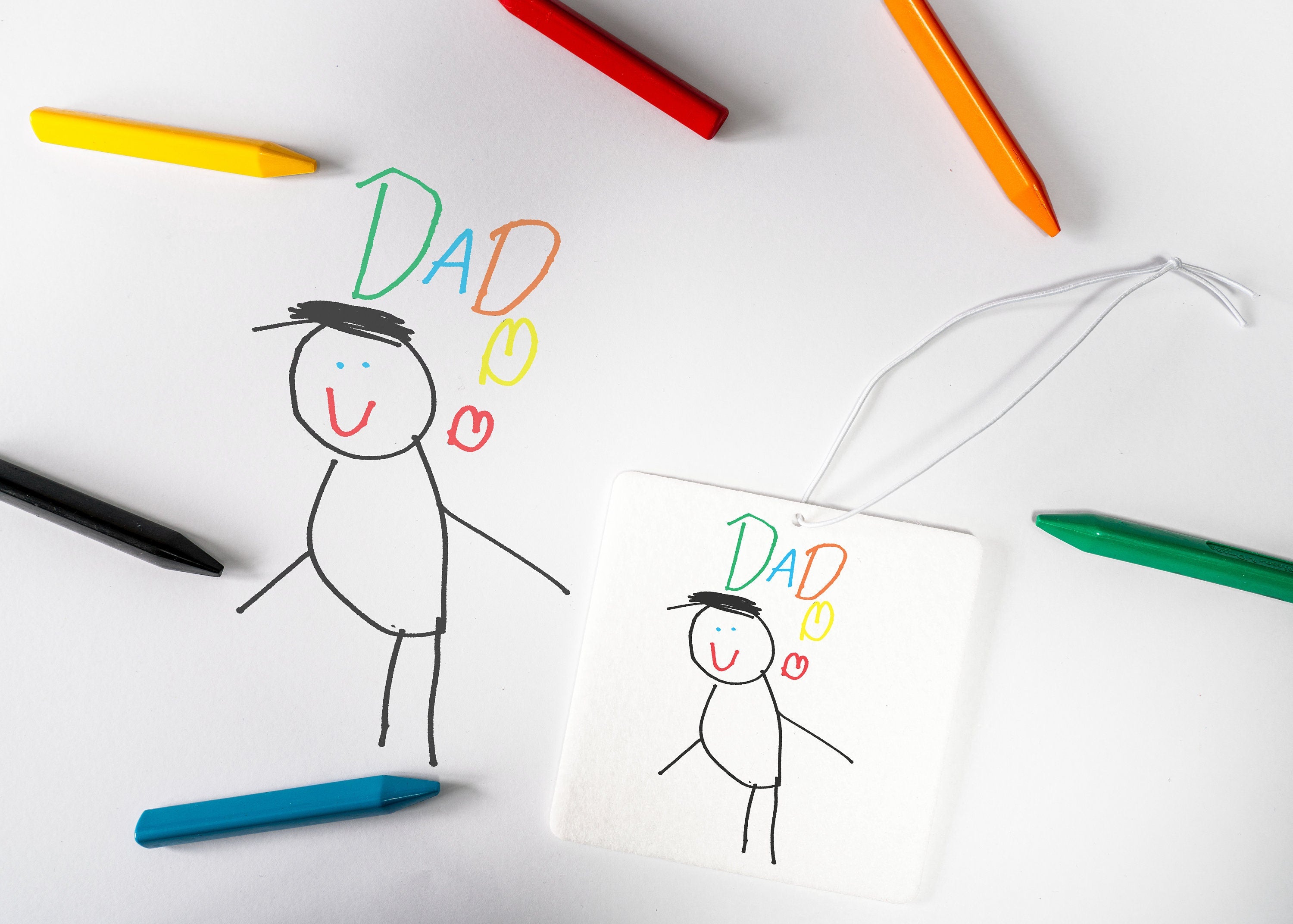 Personalized Dad Car Air Freshener, Custom Kid's Drawing Gift