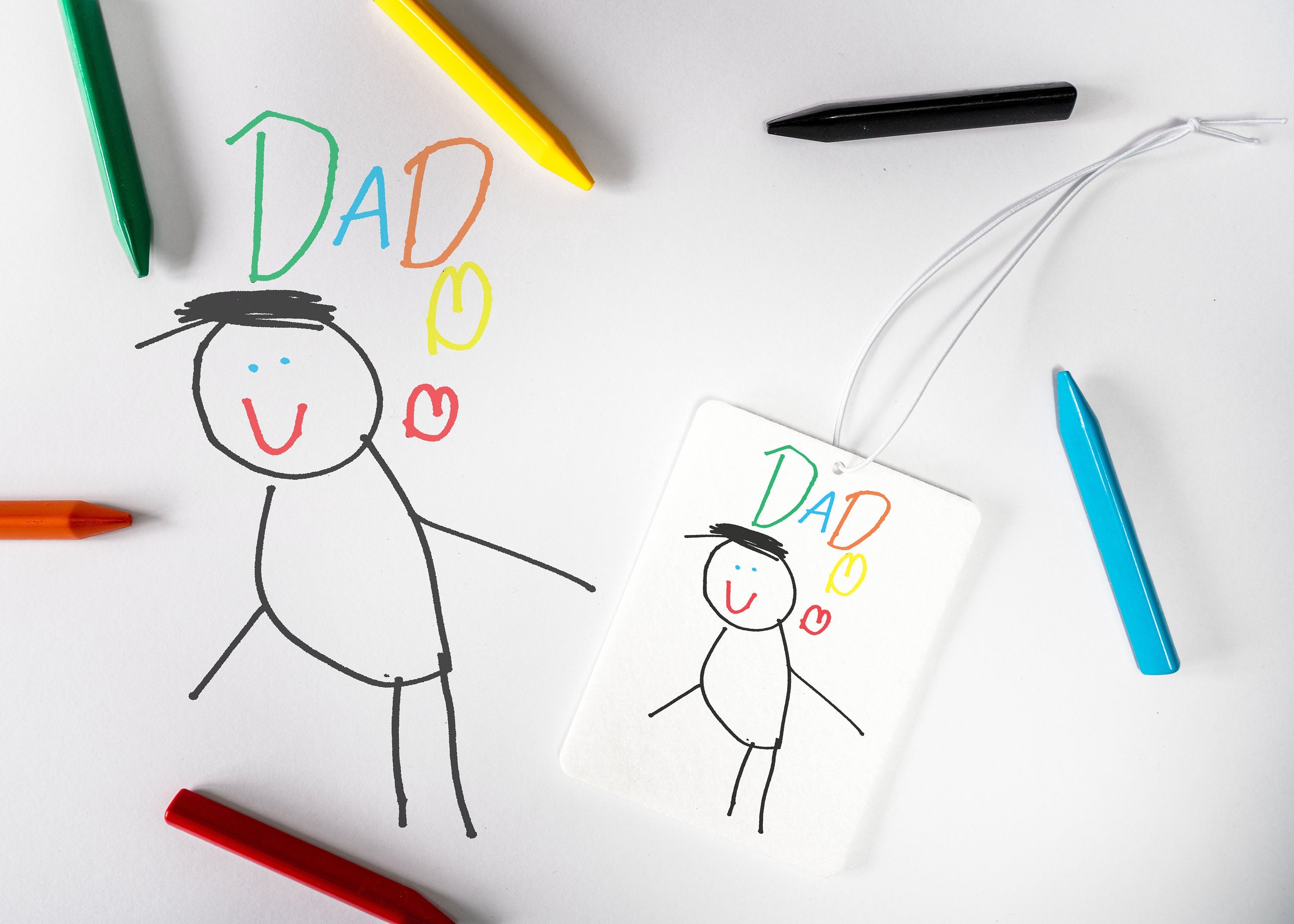 Personalized Dad Car Air Freshener, Custom Kid's Drawing Gift