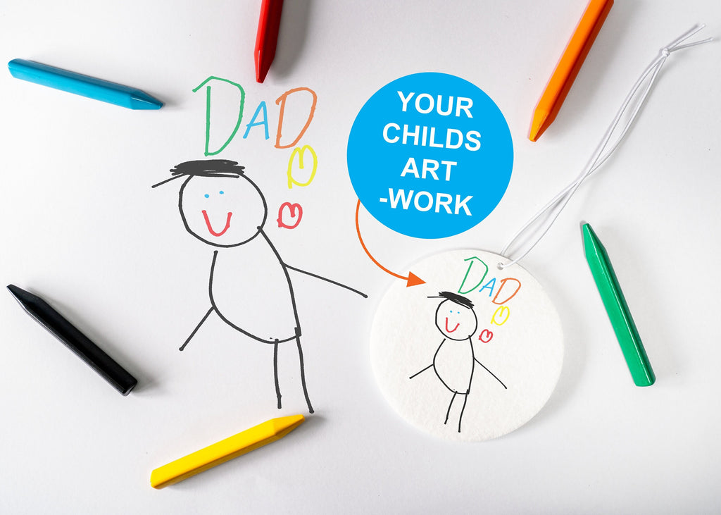 Personalized Dad Car Air Freshener, Custom Kid's Drawing Gift