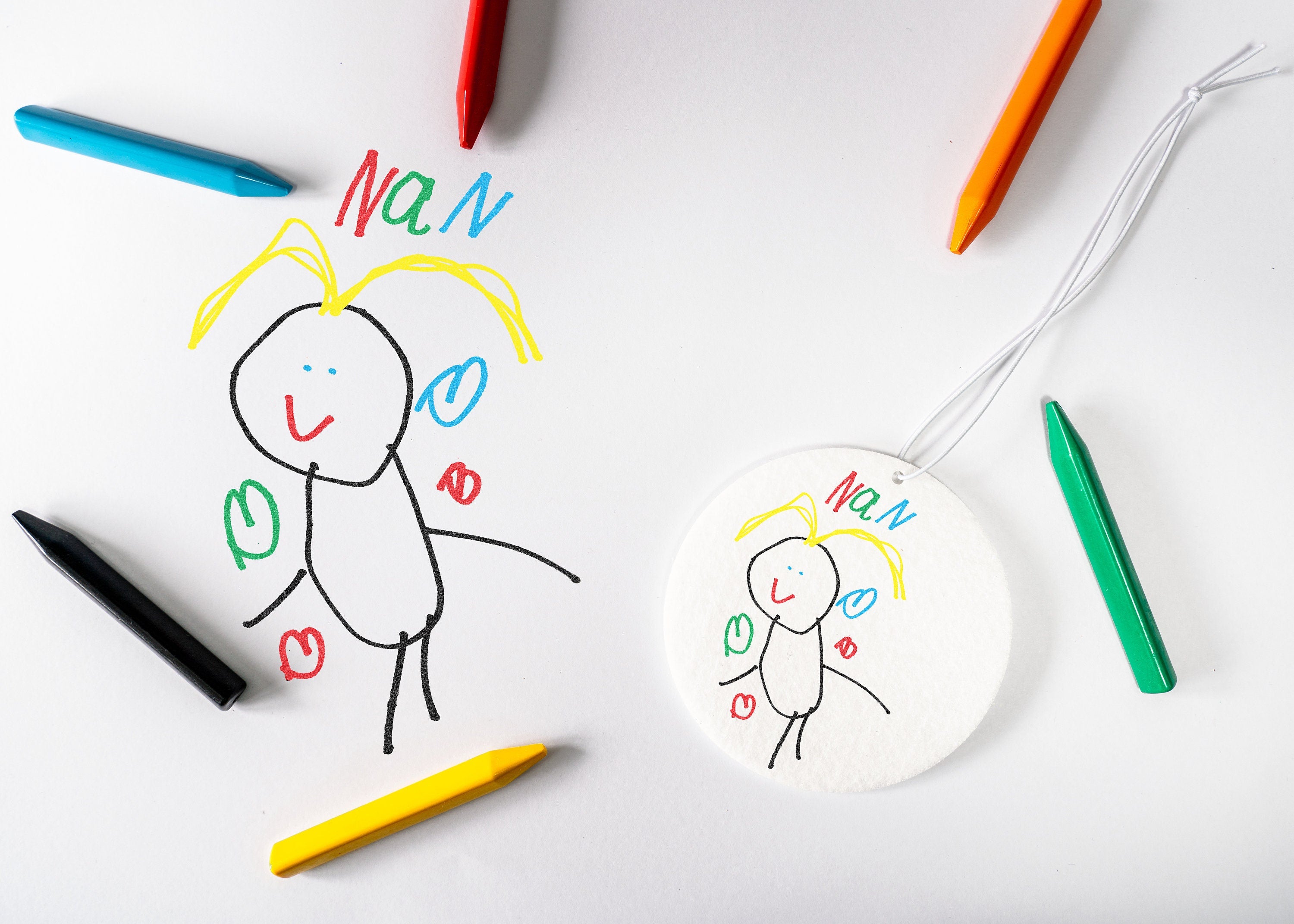 Child's Drawing Personalised Car Air Freshener Custom Nan Gift for Nan Portrait Kid's Artwork Create Your Own Mother’s Day Present