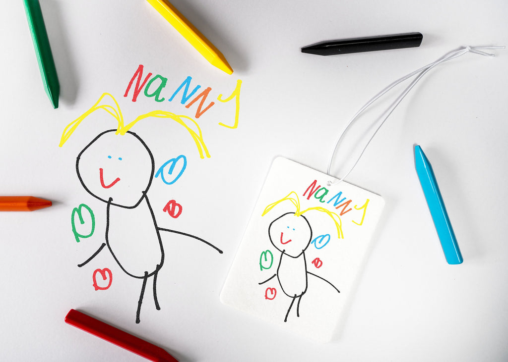 Personalized Child's Art Car Air Freshener, Custom Nanny Gift