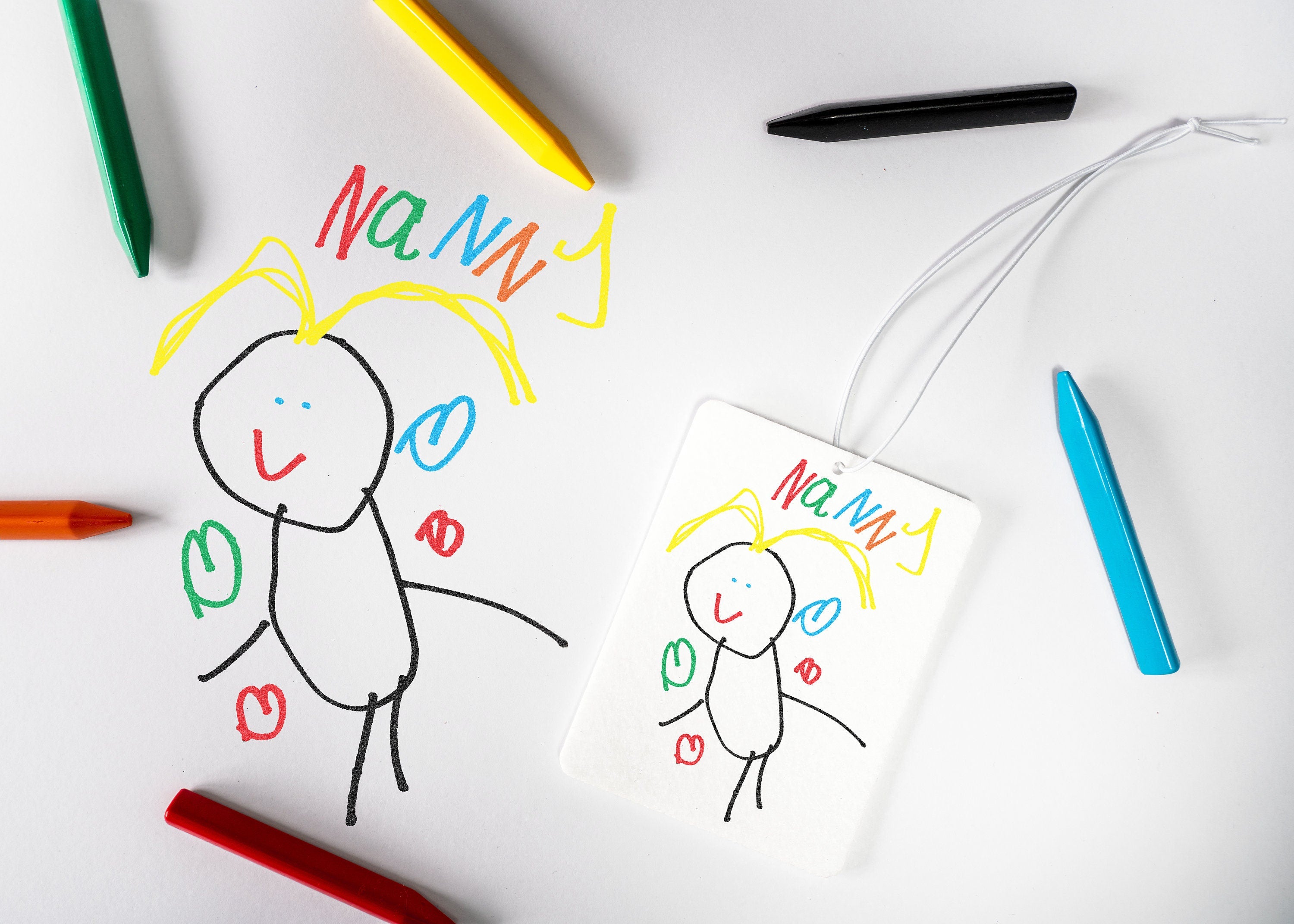Personalized Child's Art Car Air Freshener, Custom Nanny Gift