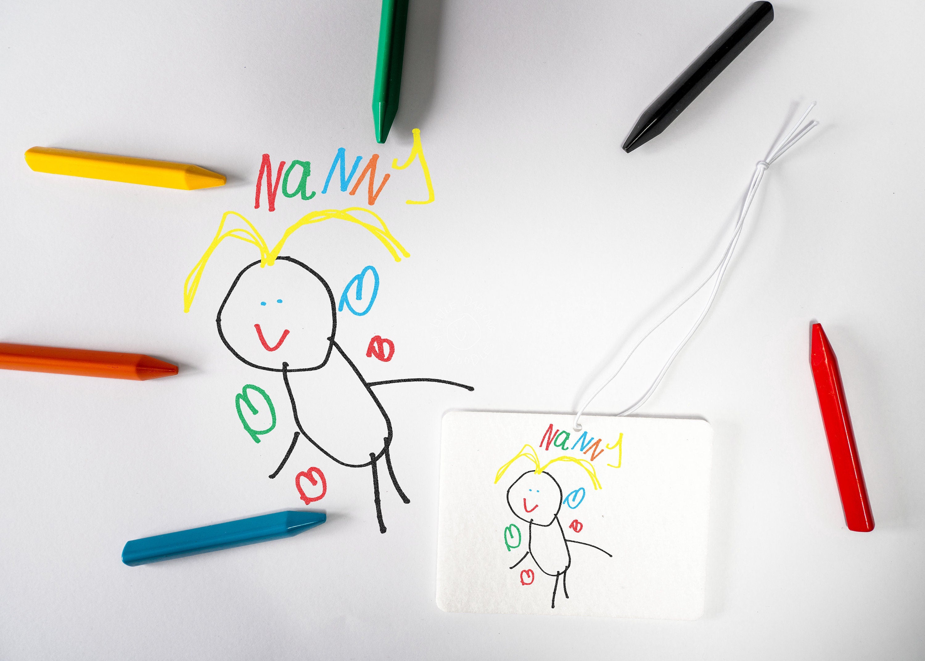 Personalized Child's Art Car Air Freshener, Custom Nanny Gift