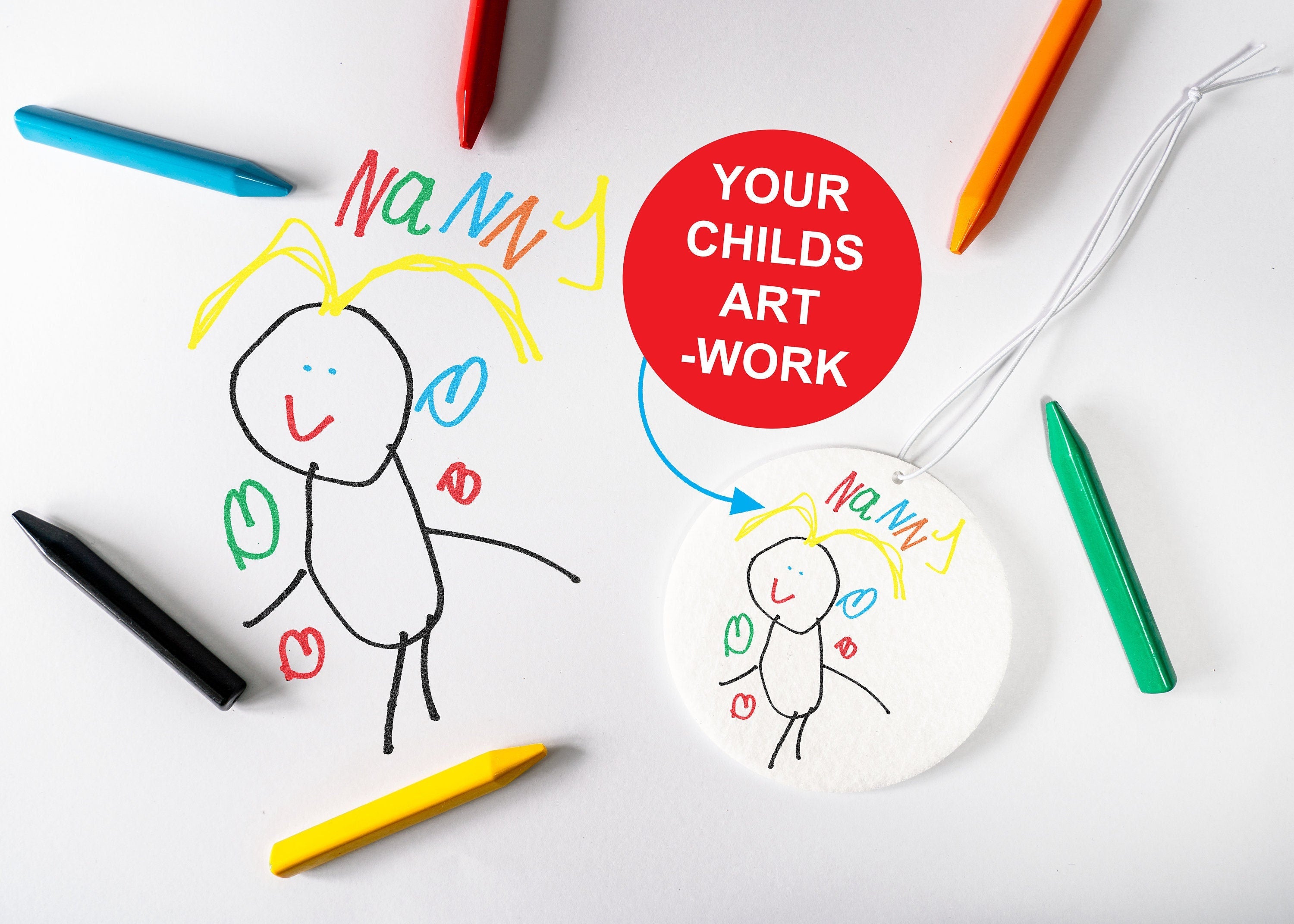 Personalized Child's Art Car Air Freshener, Custom Nanny Gift