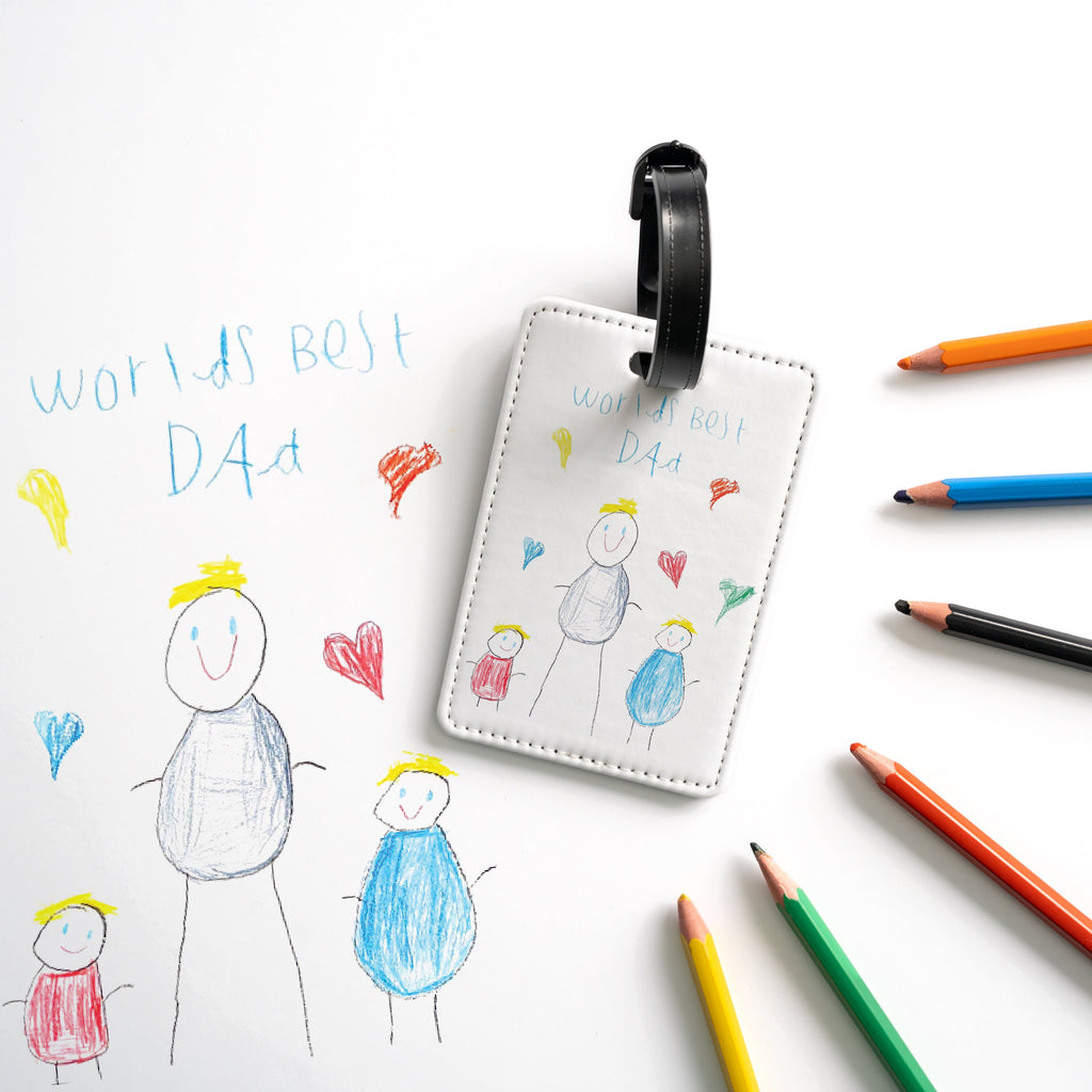 Personalised Kids Artwork Luggage Tag – Custom Drawing Travel Gift for Him