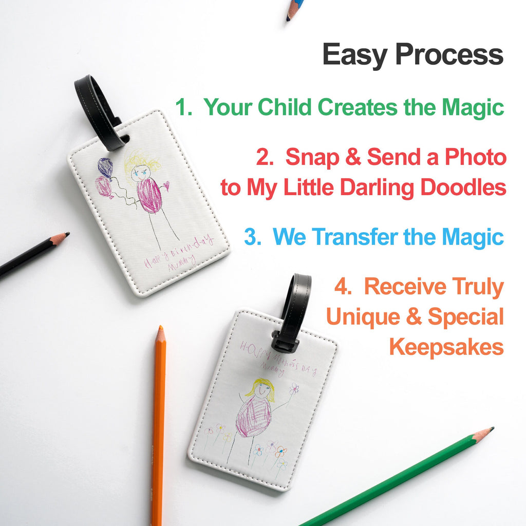 Personalised Kids Drawing Luggage Tag – Custom Child’s Artwork Travel Gift for Her