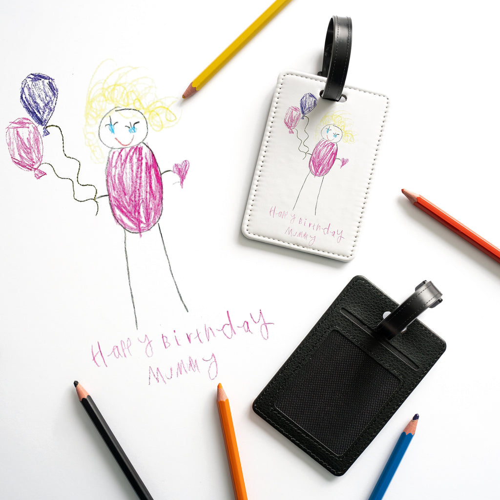 Personalised Kids Drawing Luggage Tag – Custom Child’s Artwork Travel Gift for Her
