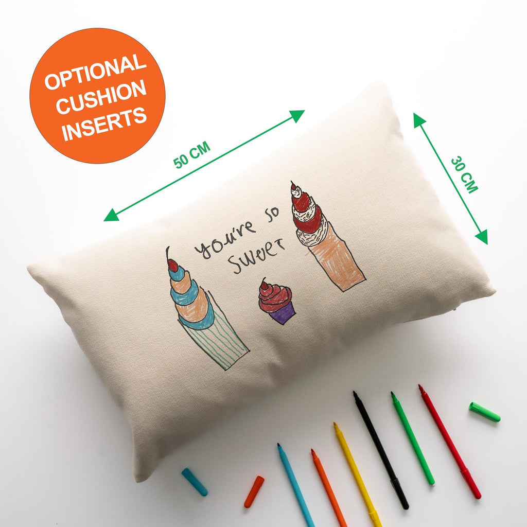 Personalised Kids Artwork Linen Cushion for Him – Custom Child’s Drawing Pillow Gift for Dad, Grandad | Fathers Day Keepsake
