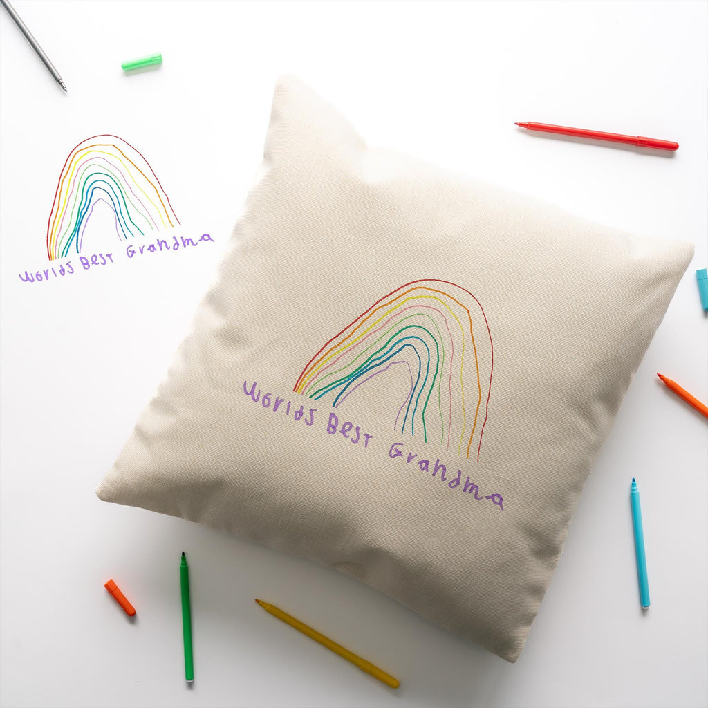 Personalised Kids Artwork Linen Cushion – Custom Child’s Drawing Gift for Her | Cushion Cover with Optional Filling