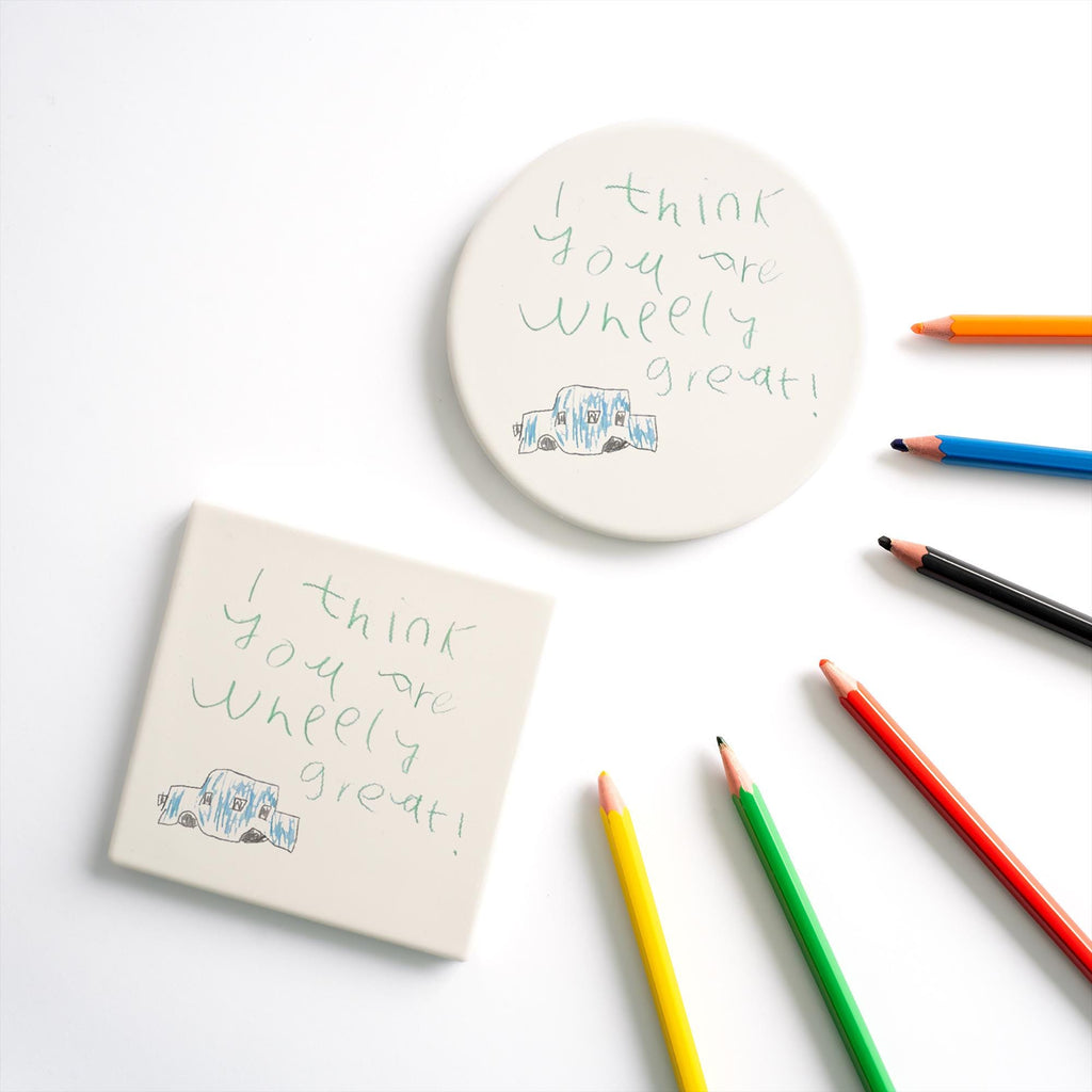 Personalised Kids Artwork Ceramic Coaster – Custom Drawing Gift for Dad, Grandad, Uncle, Godfather