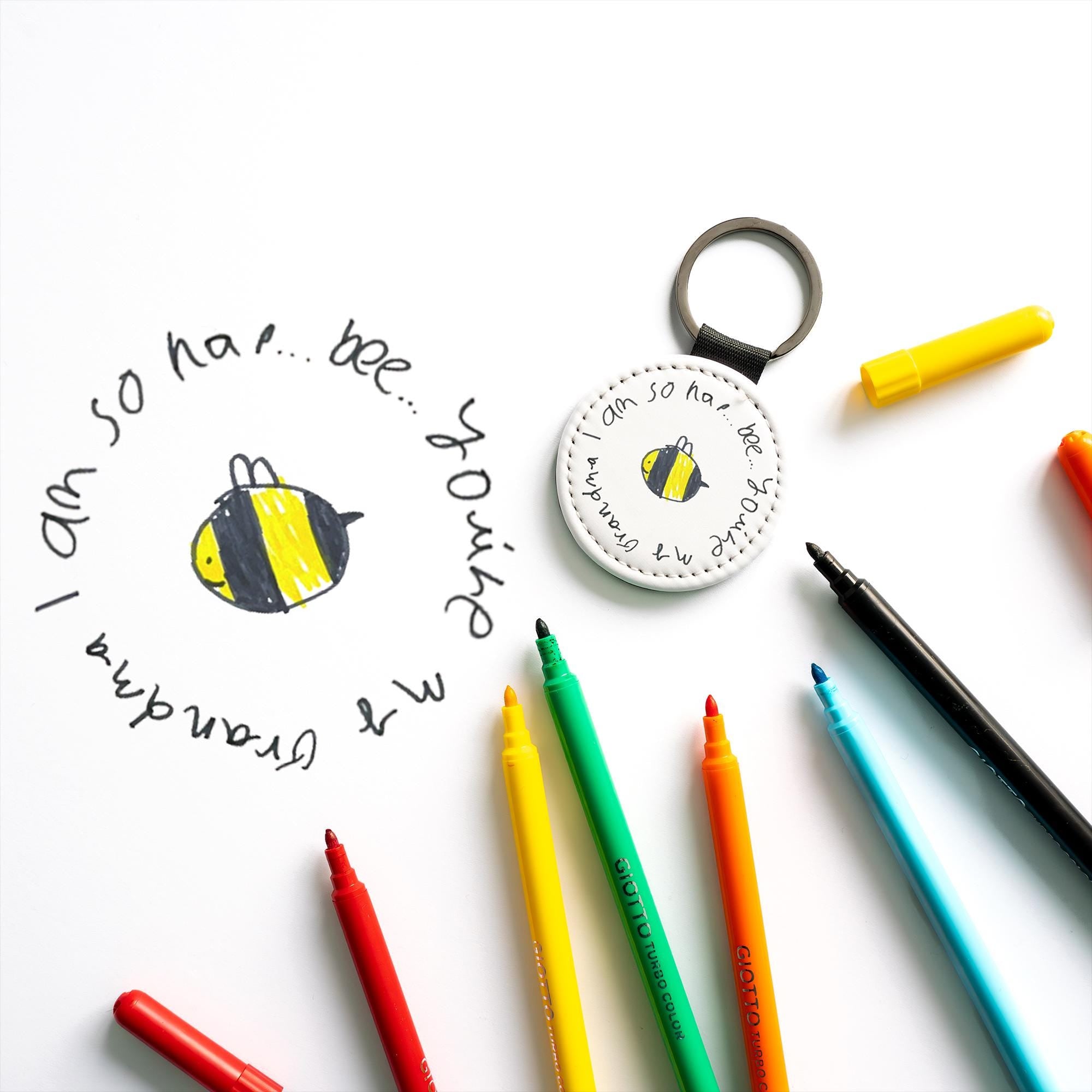 Personalised Kids Scribble Keyring – Custom Nursery Drawing Gift for Mum, Nan, Grandma