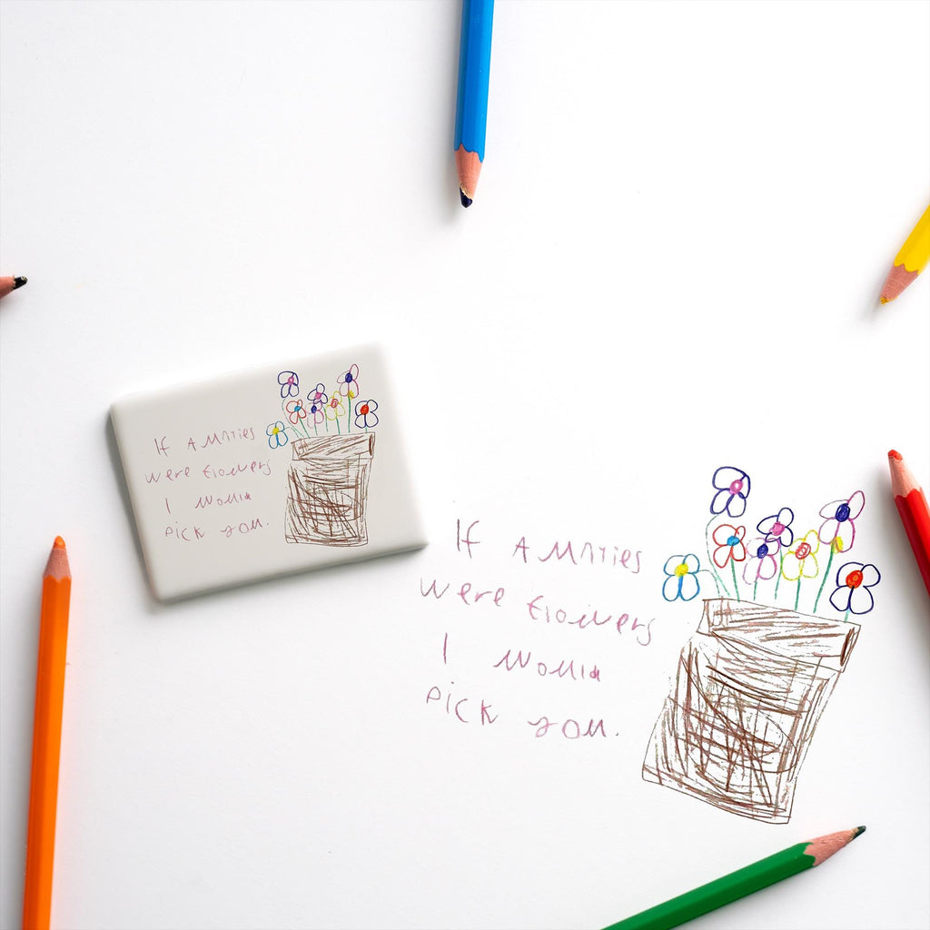 Personalised Child’s Artwork Ceramic Fridge Magnet – Custom Kids Drawing Gift for Her