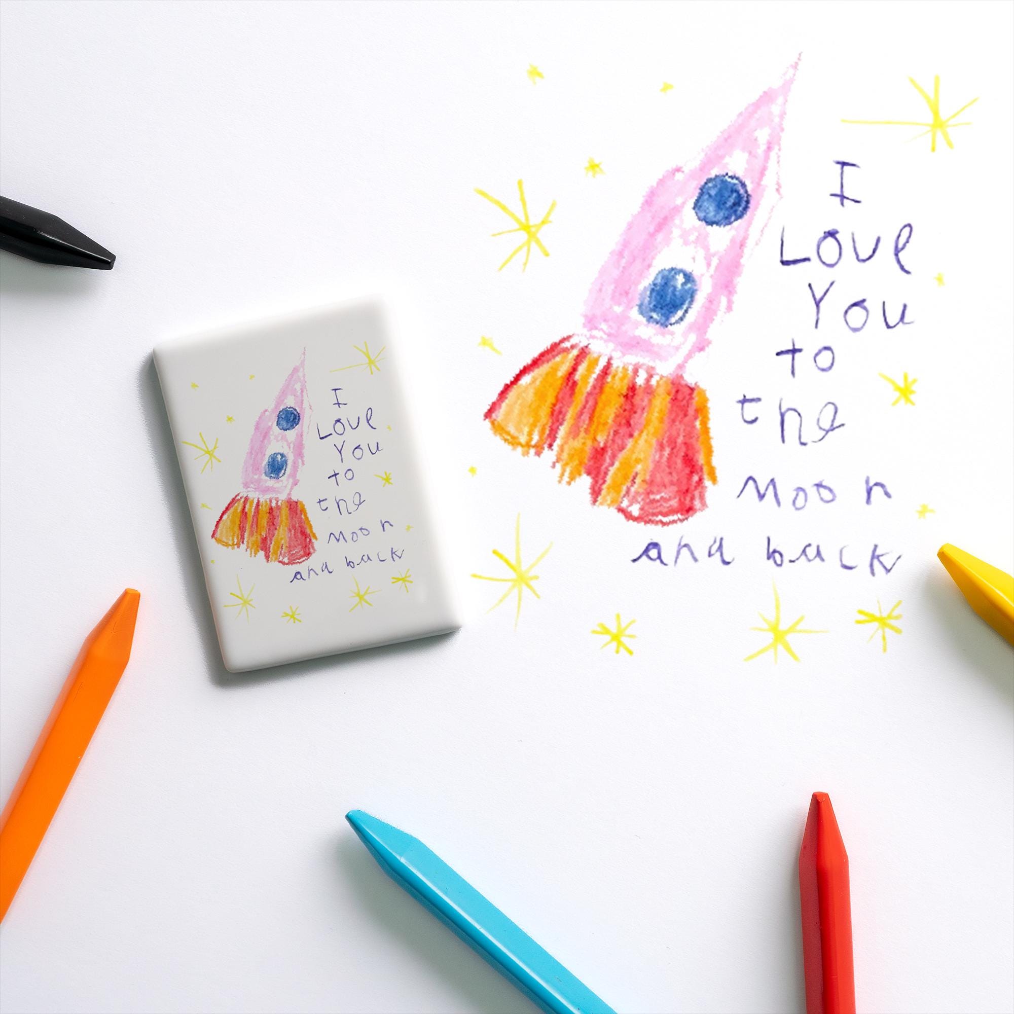 Personalised Child’s Artwork Ceramic Fridge Magnet – Custom Kids Drawing Gift for Her