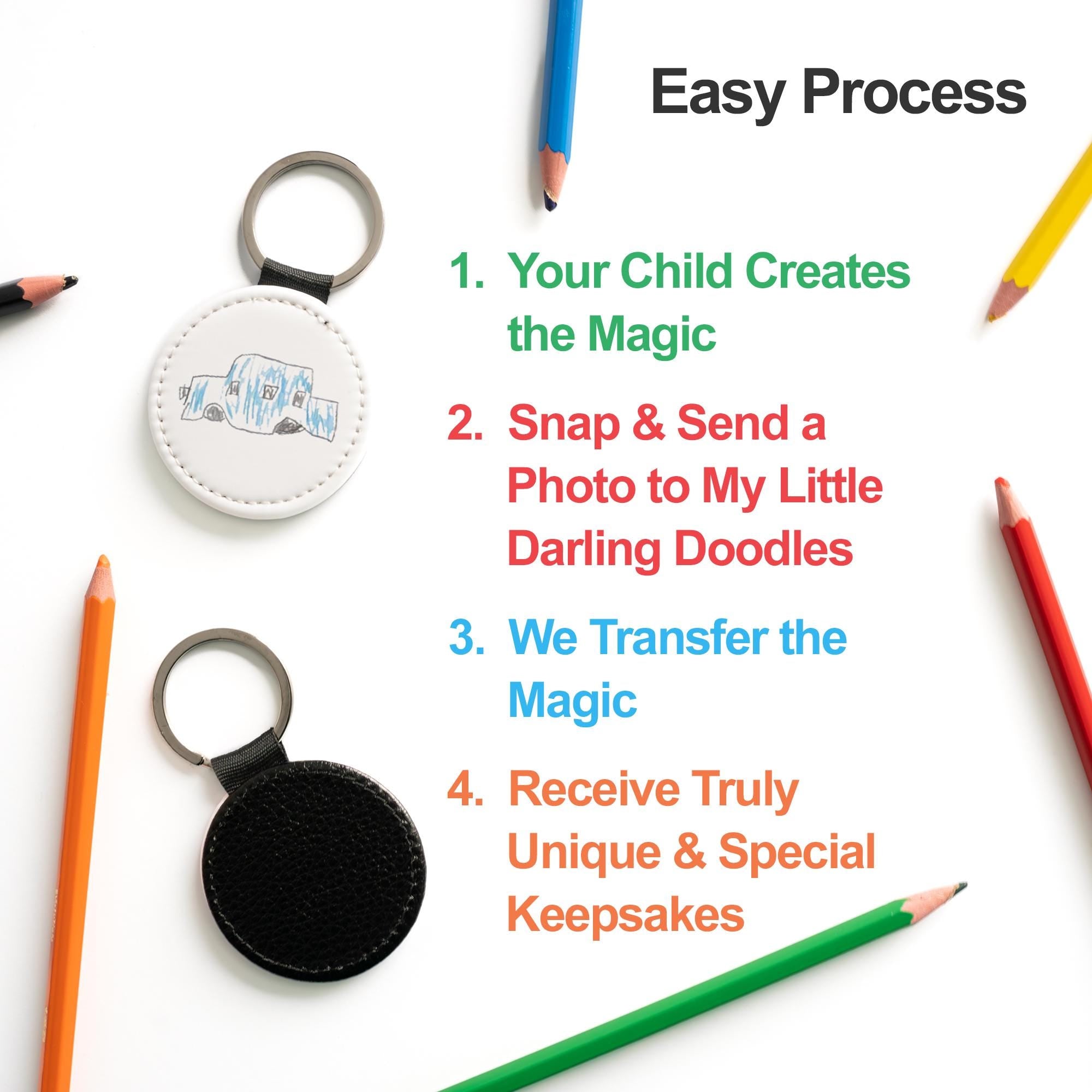 Personalised Kids Artwork Keyring – Custom Child’s Drawing Gift for Dad, Grandad