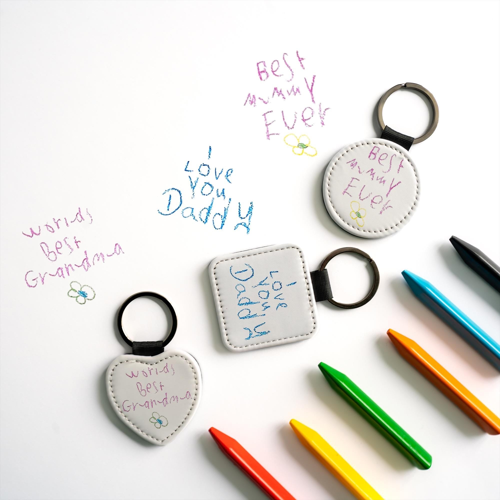 Personalised Kids Artwork Keyring – Custom Child’s Drawing Gift for Dad, Grandad