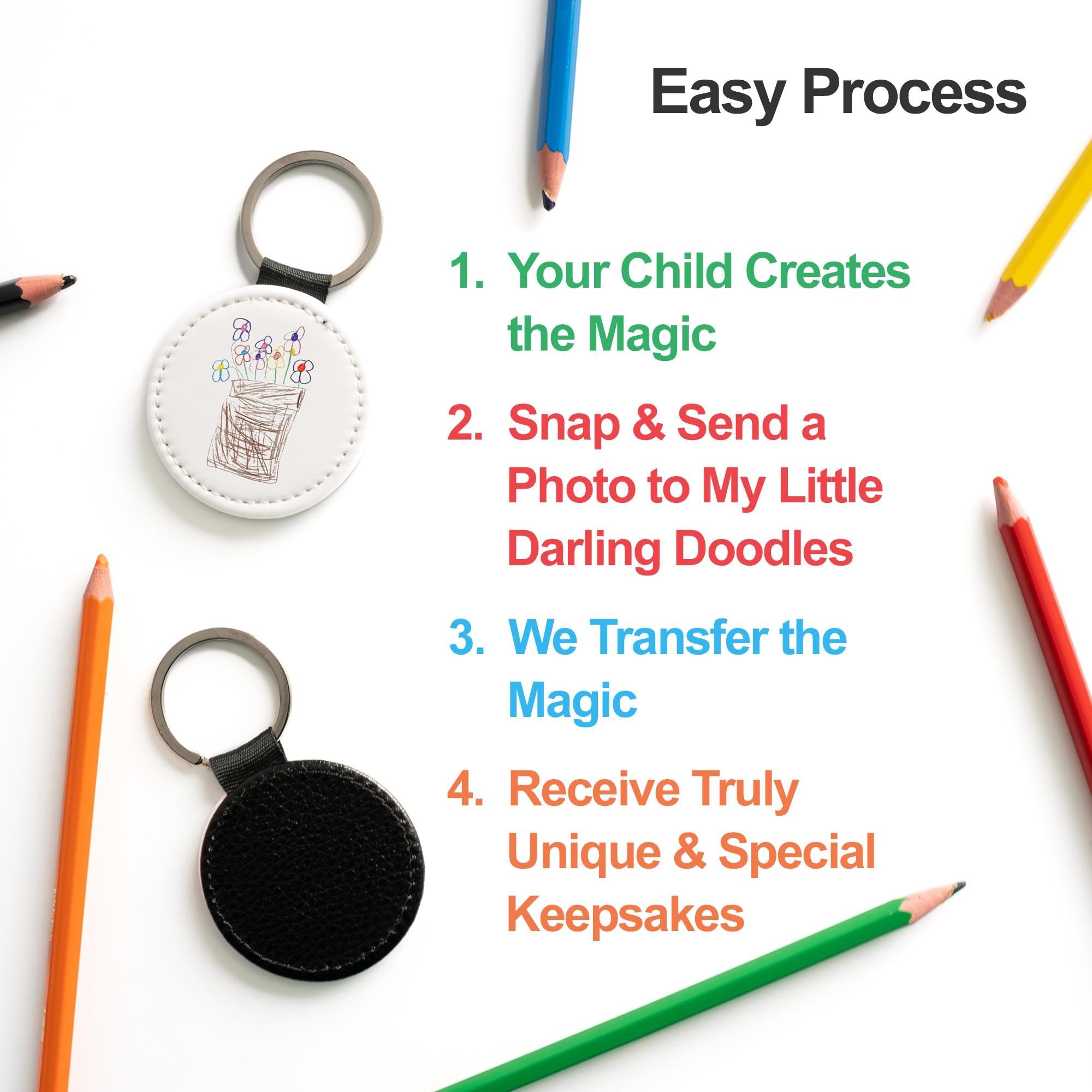 Personalised Kids Scribble Keyring – Custom Nursery Drawing Gift for Mum, Nan, Grandma