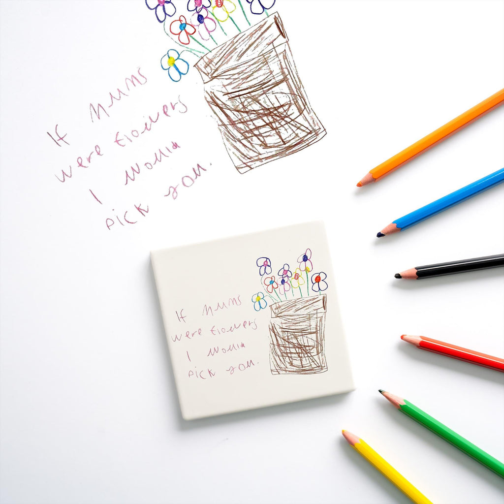 Personalised Child’s Artwork Ceramic Coaster – Custom Kids Drawing Gift for Mum, Nan, Grandma, Auntie