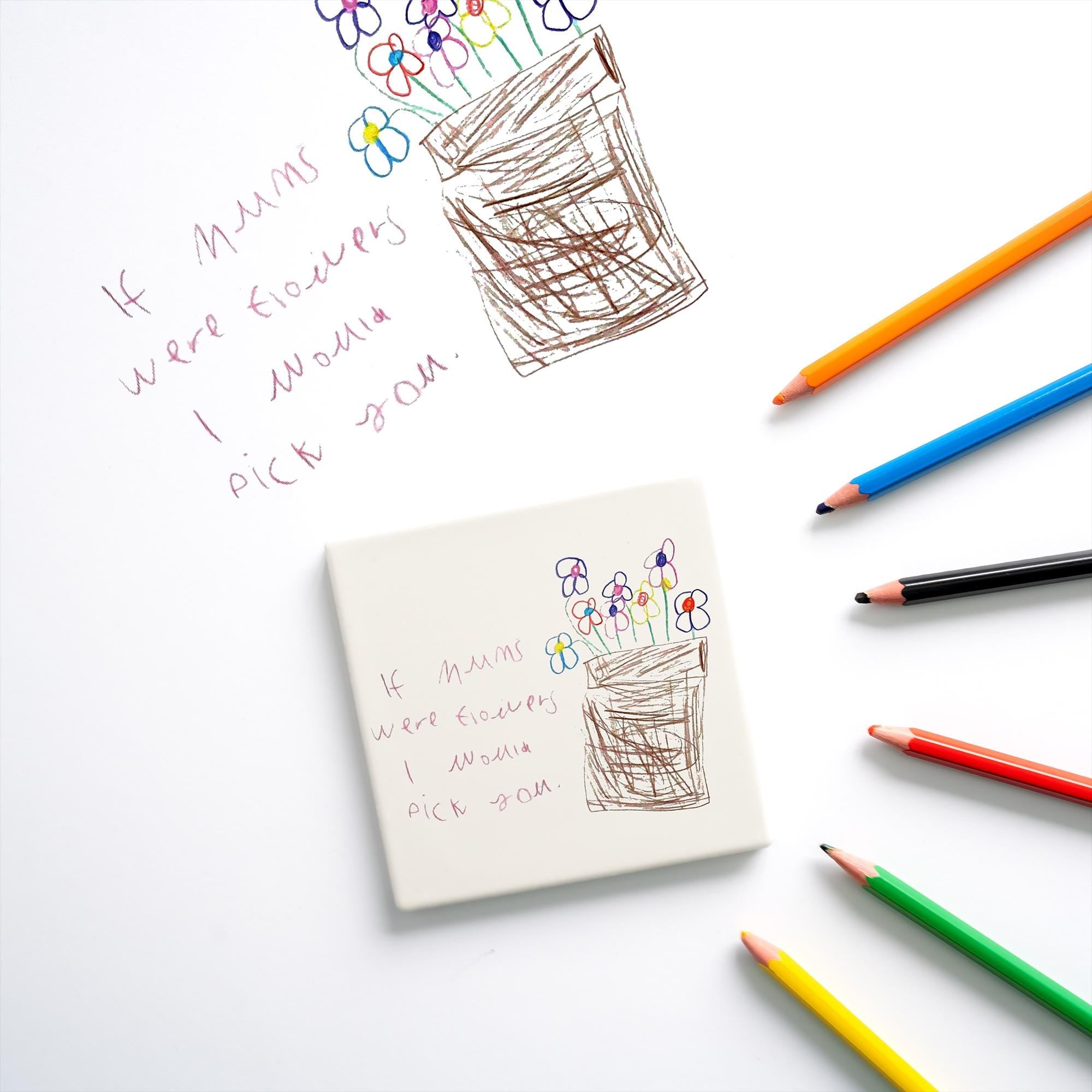 Personalised Child’s Artwork Ceramic Coaster – Custom Kids Drawing Gift for Mum, Nan, Grandma, Auntie