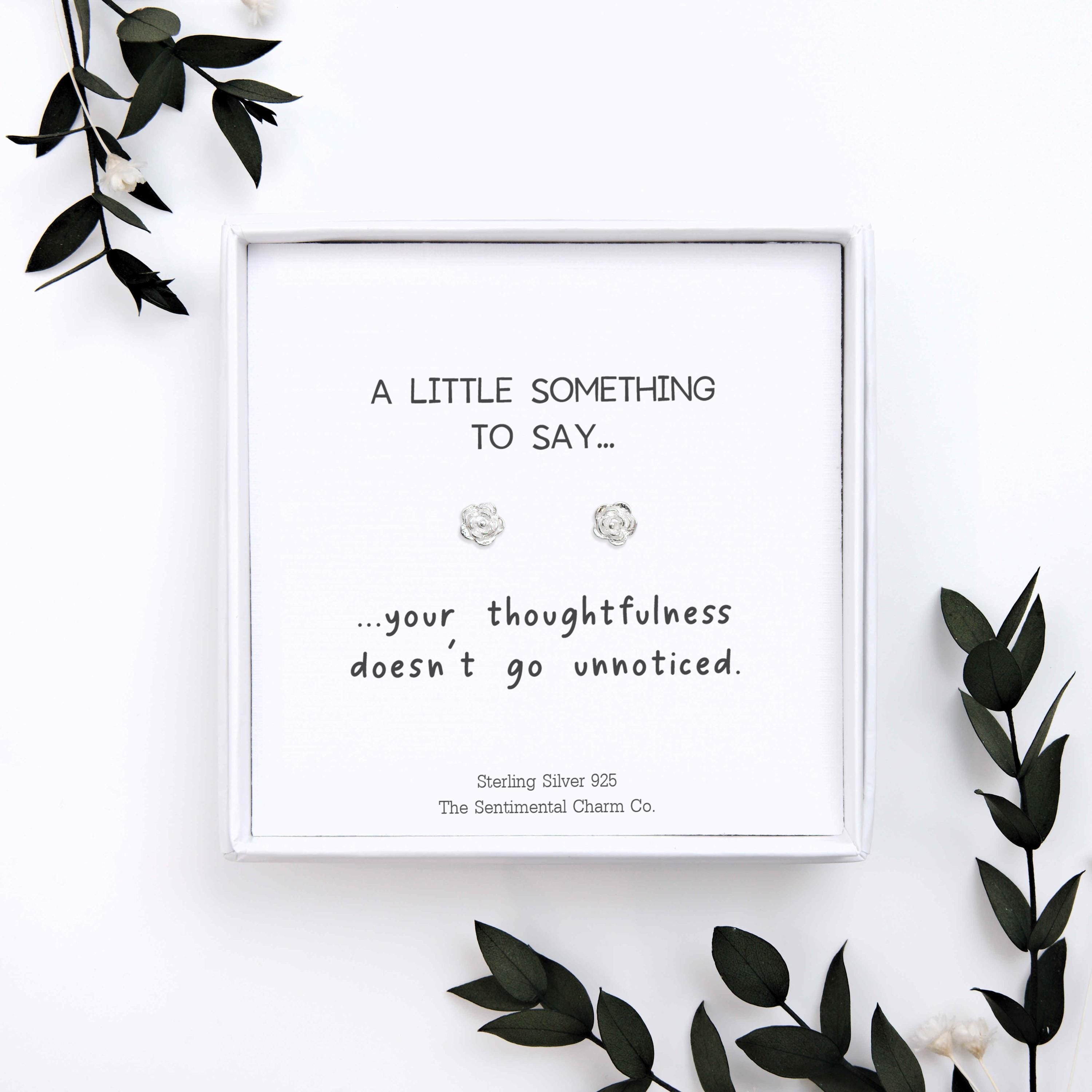 Personalised “A Little Something to Say…” Sterling Silver Stud Earrings – Custom Message Quote Card