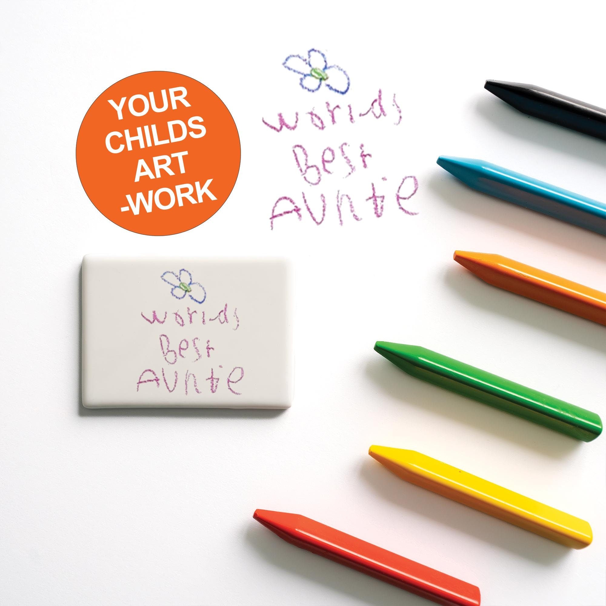Personalised Child’s Artwork Ceramic Fridge Magnet – Custom Kids Drawing Gift for Her