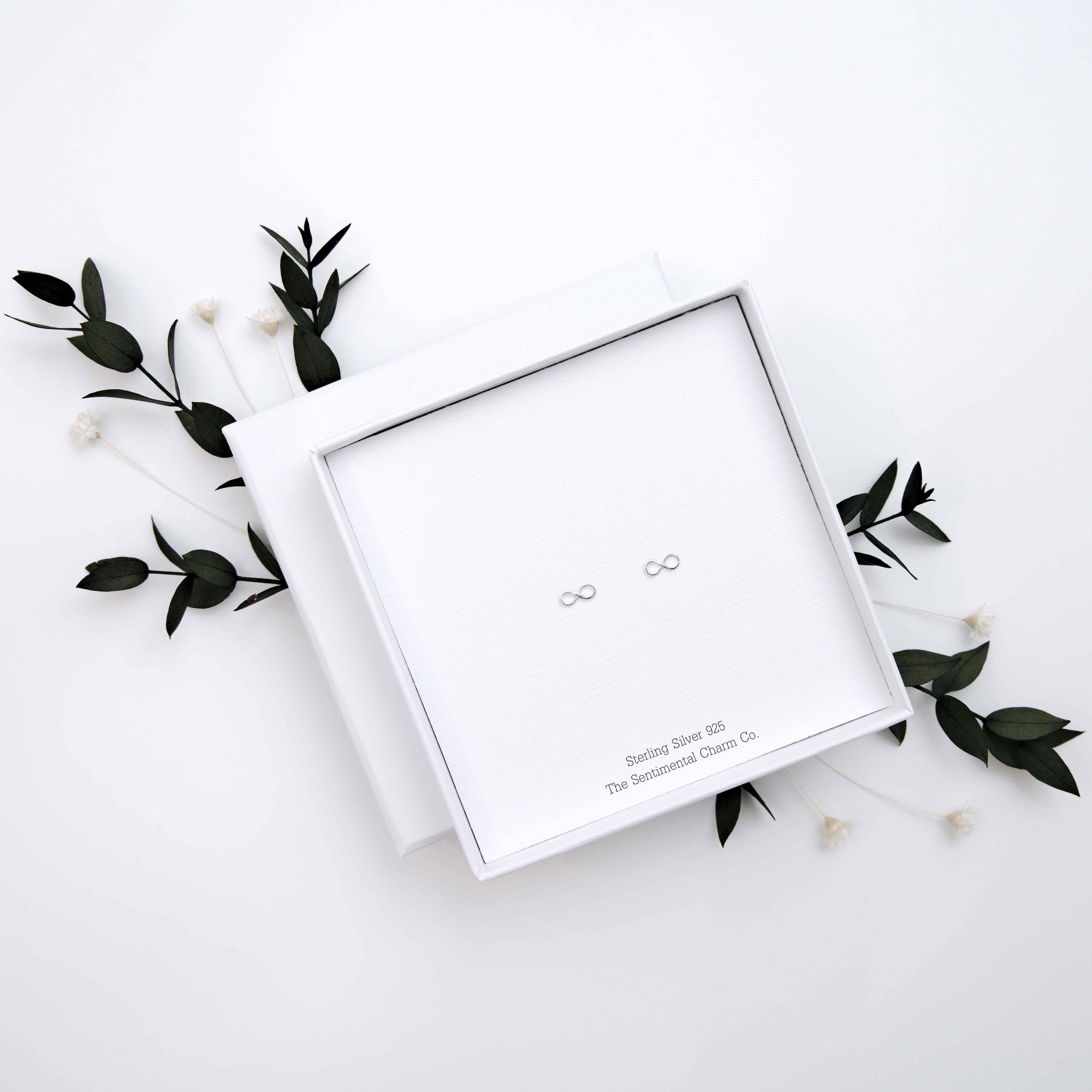 Sterling Silver 925 Infinity Stud Earrings – Minimalist Hypoallergenic Silver Earrings