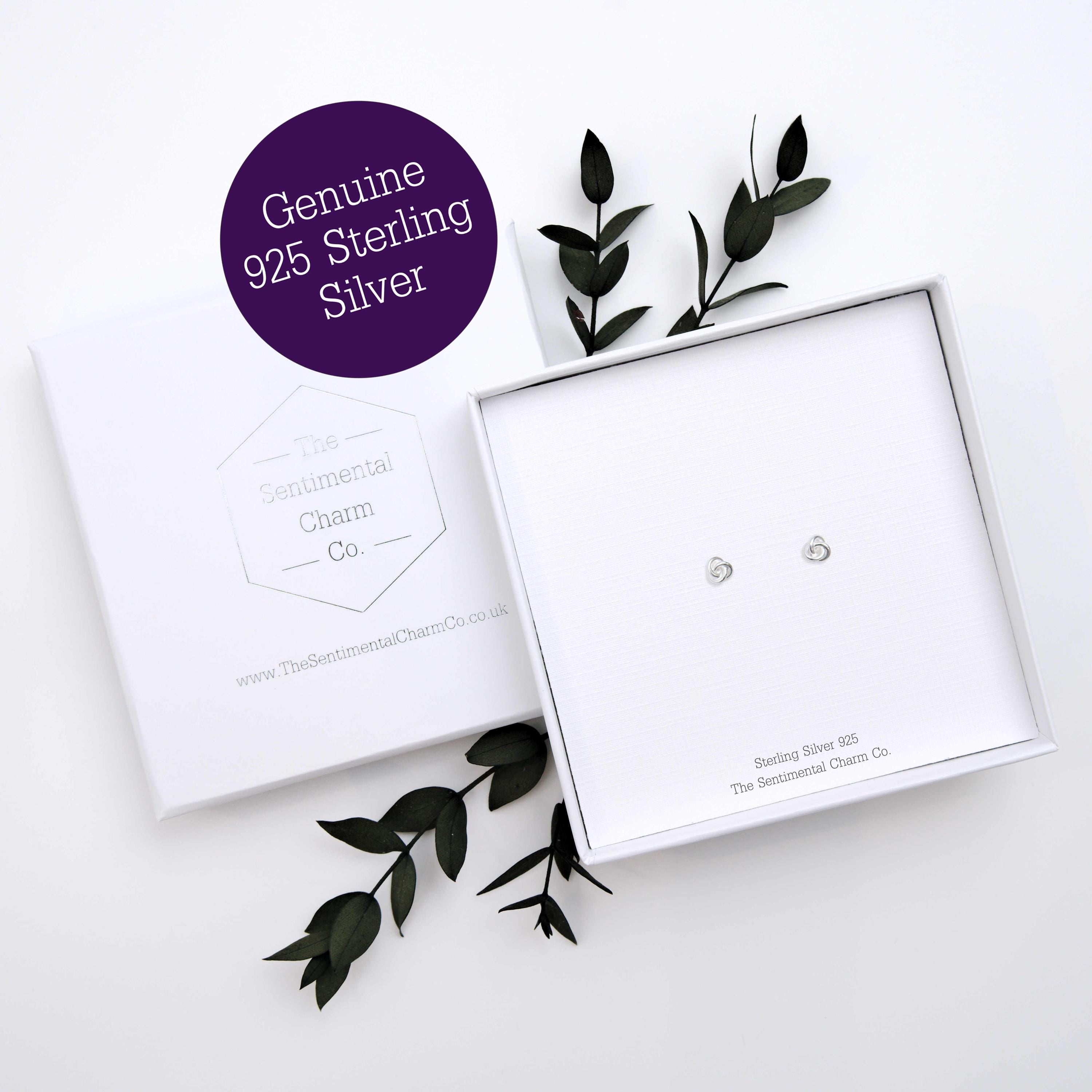 Sterling Silver 925 Knot Stud Earrings – Minimalist Hypoallergenic Silver Knot Studs