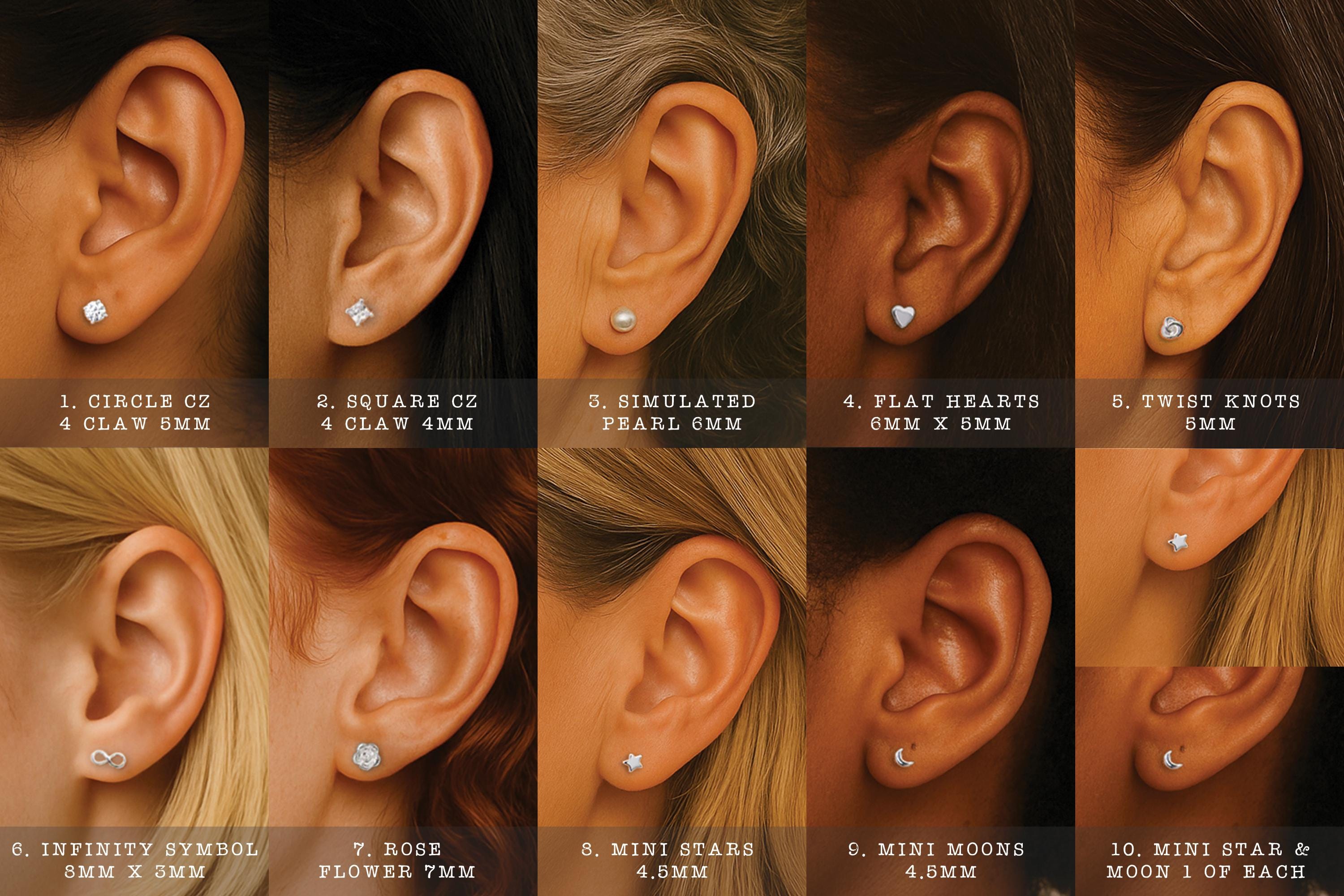Sterling Silver 925 Moon Stud Earrings – Minimalist Hypoallergenic Silver Crescent Studs
