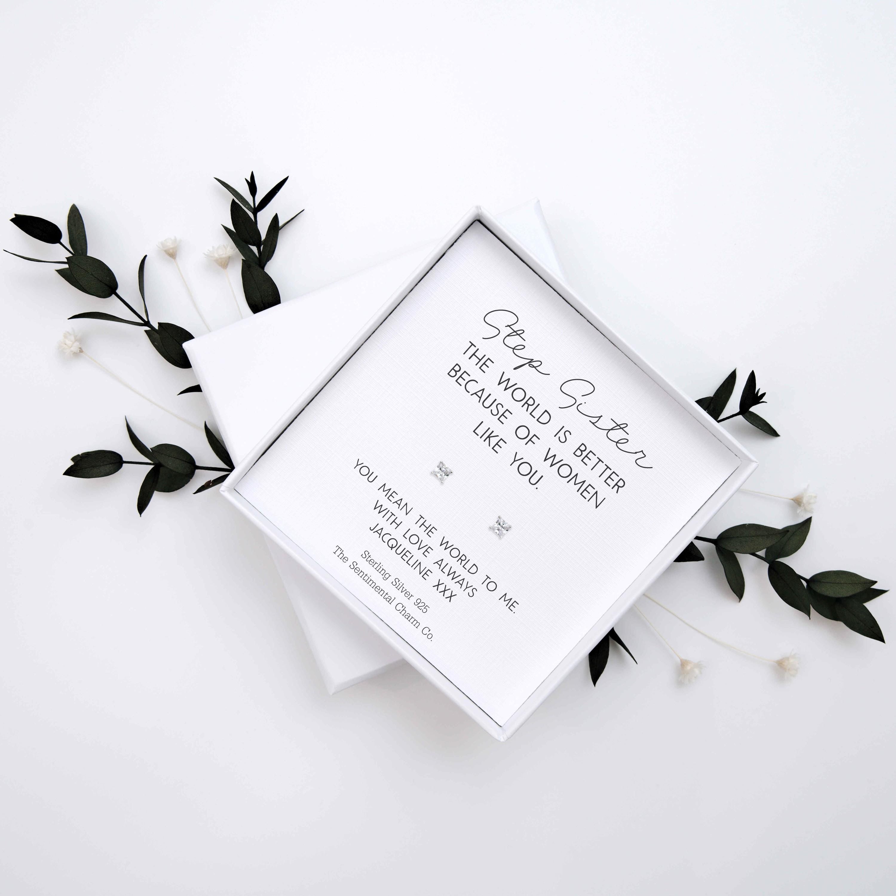 Personalised “___ The World Is Better Because of Women Like You” Sterling Silver Stud Earrings