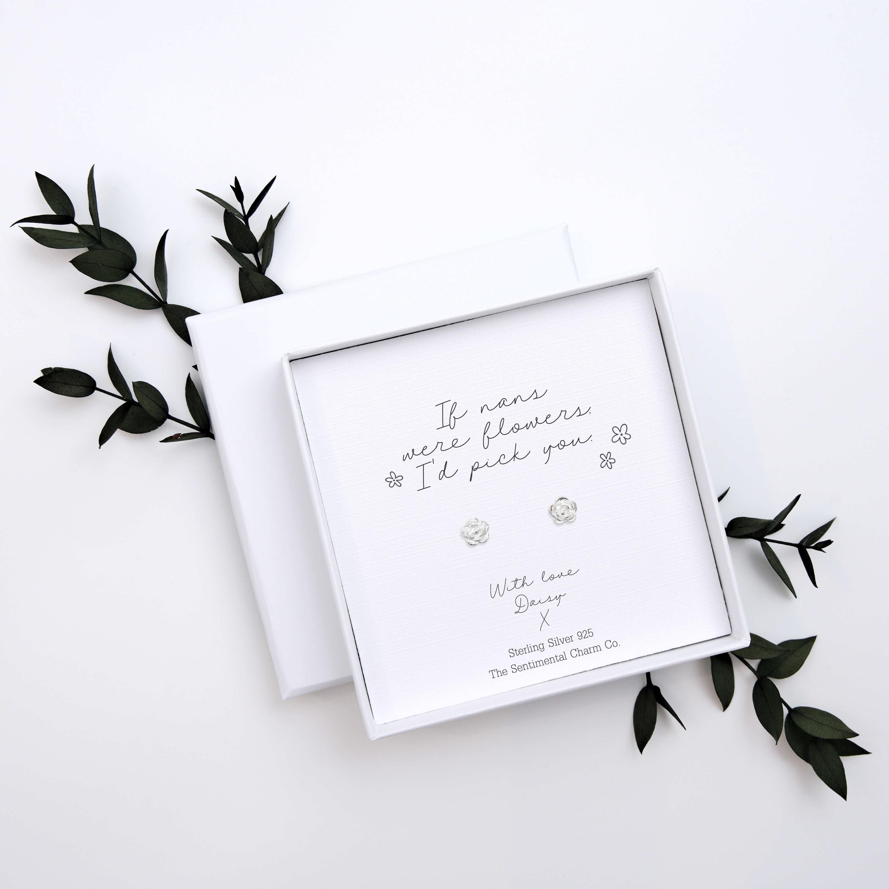 Personalised “If ___ Were Flowers I’d Pick You” Sterling Silver Stud Earrings