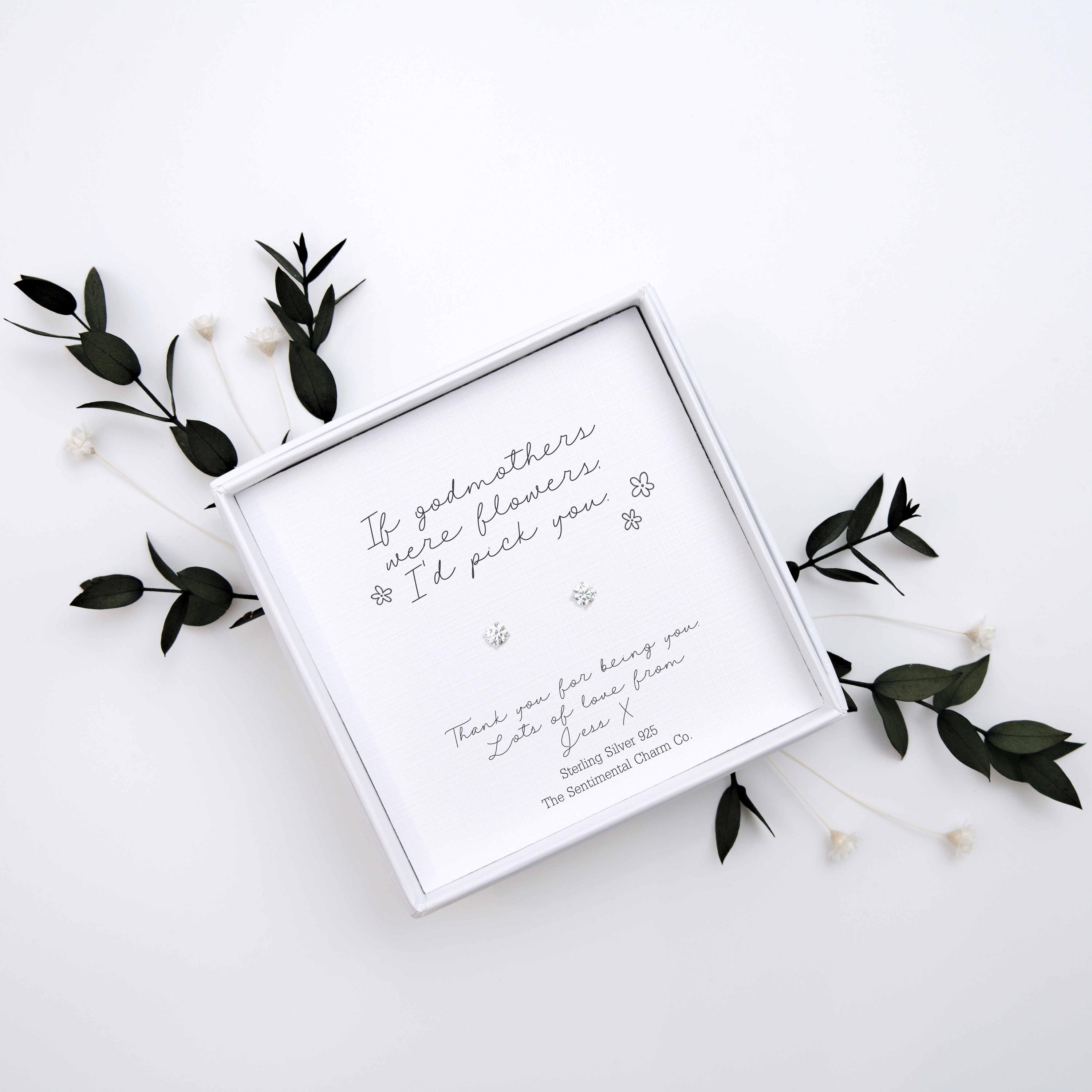 Personalised “If ___ Were Flowers I’d Pick You” Sterling Silver Stud Earrings