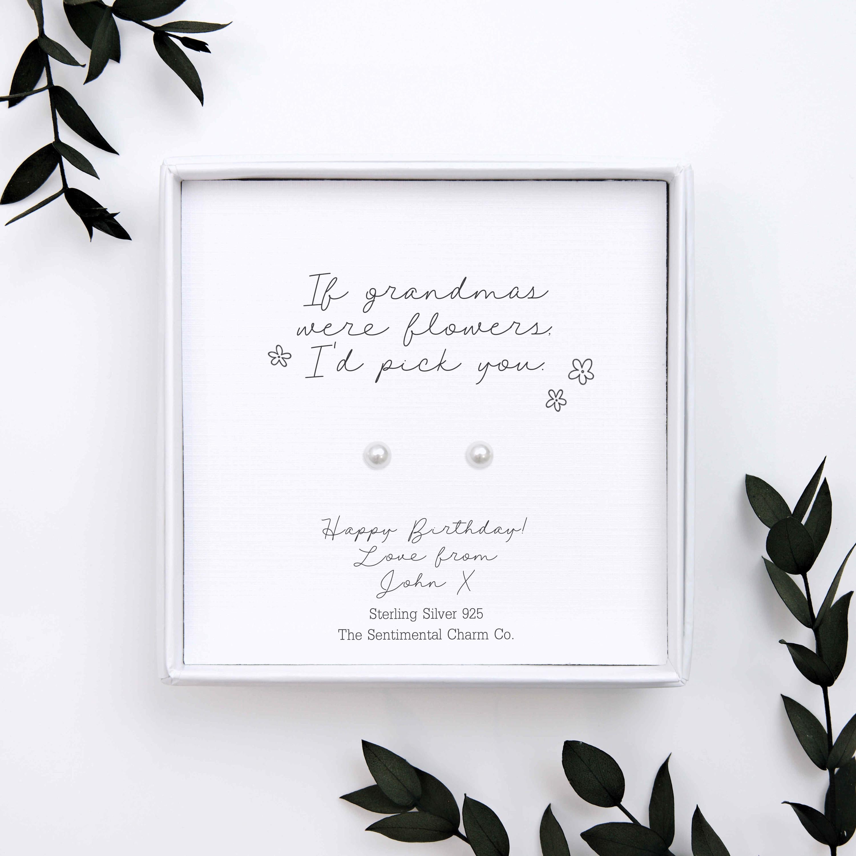 Personalised “If ___ Were Flowers I’d Pick You” Sterling Silver Stud Earrings